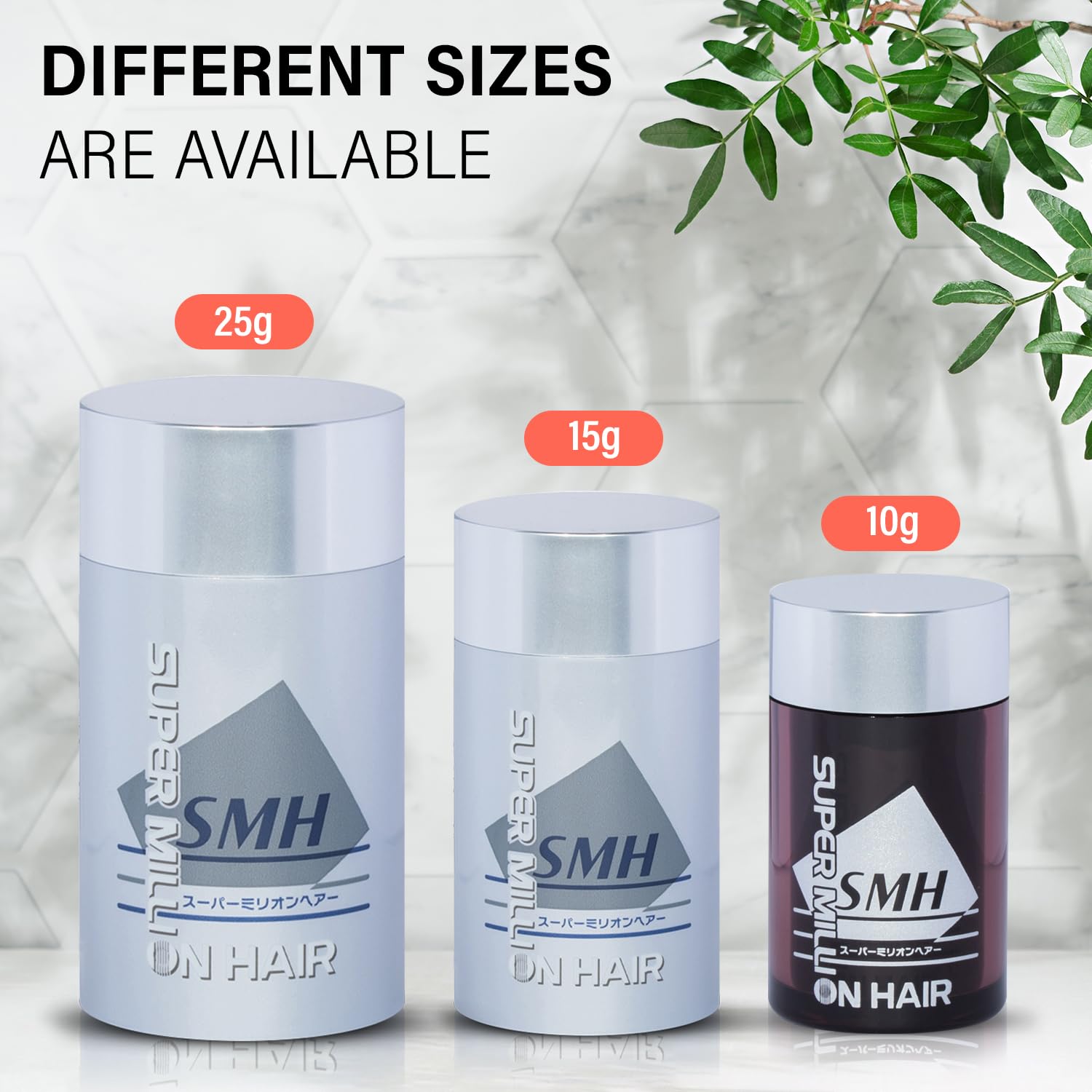 Super Million Hair Fibras de construcción  0.35 onzas de espesante de cabello para adelgazar el cabello, polvo natural para el cabello, agua,