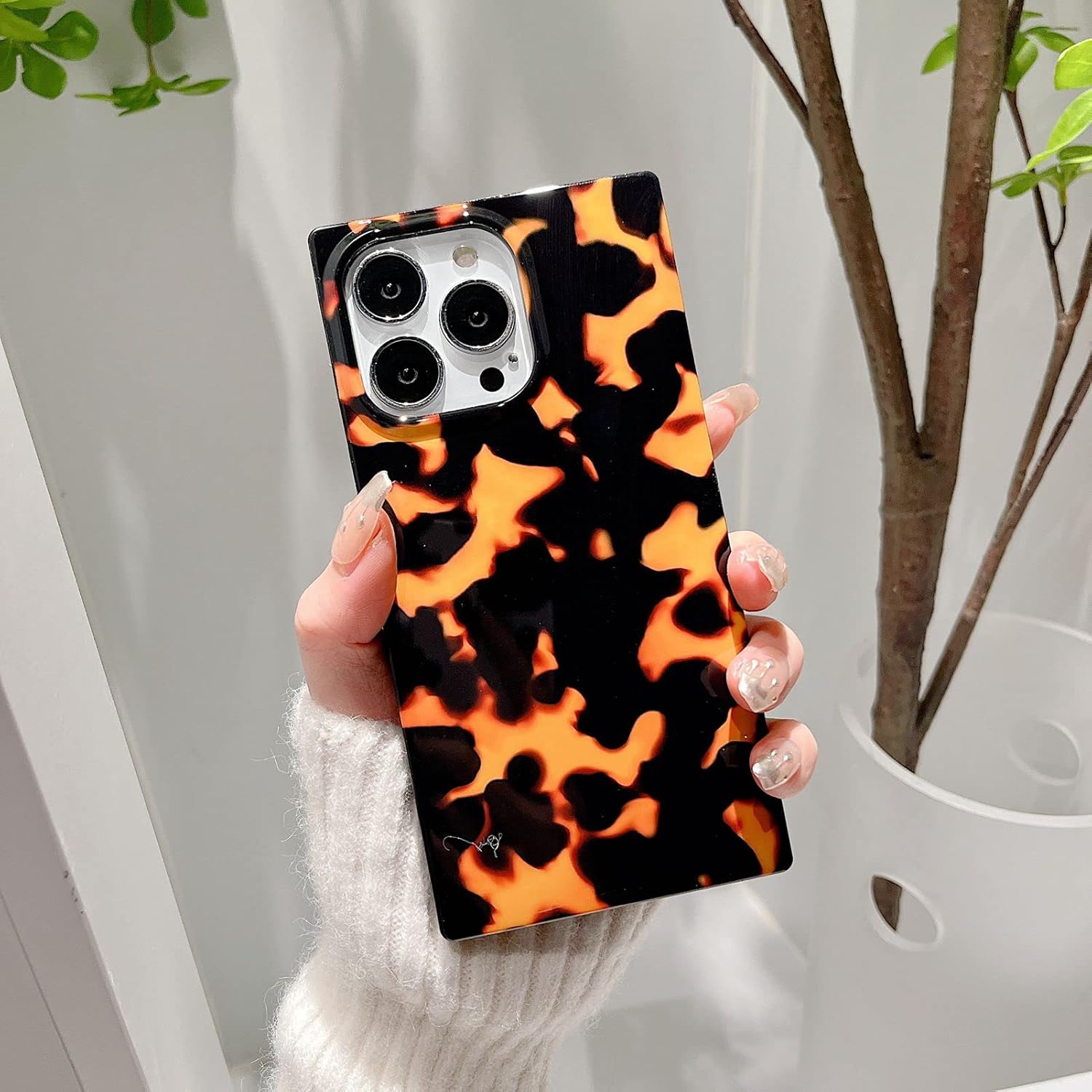 Funda cuadrada con estampado de tortuga, compatible con iPhone 11, diseño delgado, suave, a prueba de golpes, brillante, retro, funda protectora