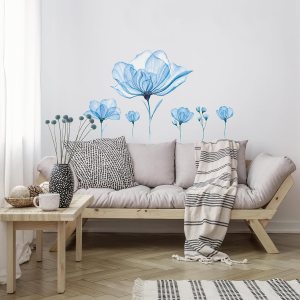 Tanlaby Blue Flower Wall Stickers, Large Lotus Floral Wall Decals, Romantic Blossom Wall Decor DIY Vinyl Mural Art for Bedroom Living Room Home Decor Tanlaby Blue Flower Wall Stickers, Large Lotus Floral Wall Decals, Romantic Blossom Wall Decor DIY Vinyl Mural Art for Bedroom Living Room Home Decor