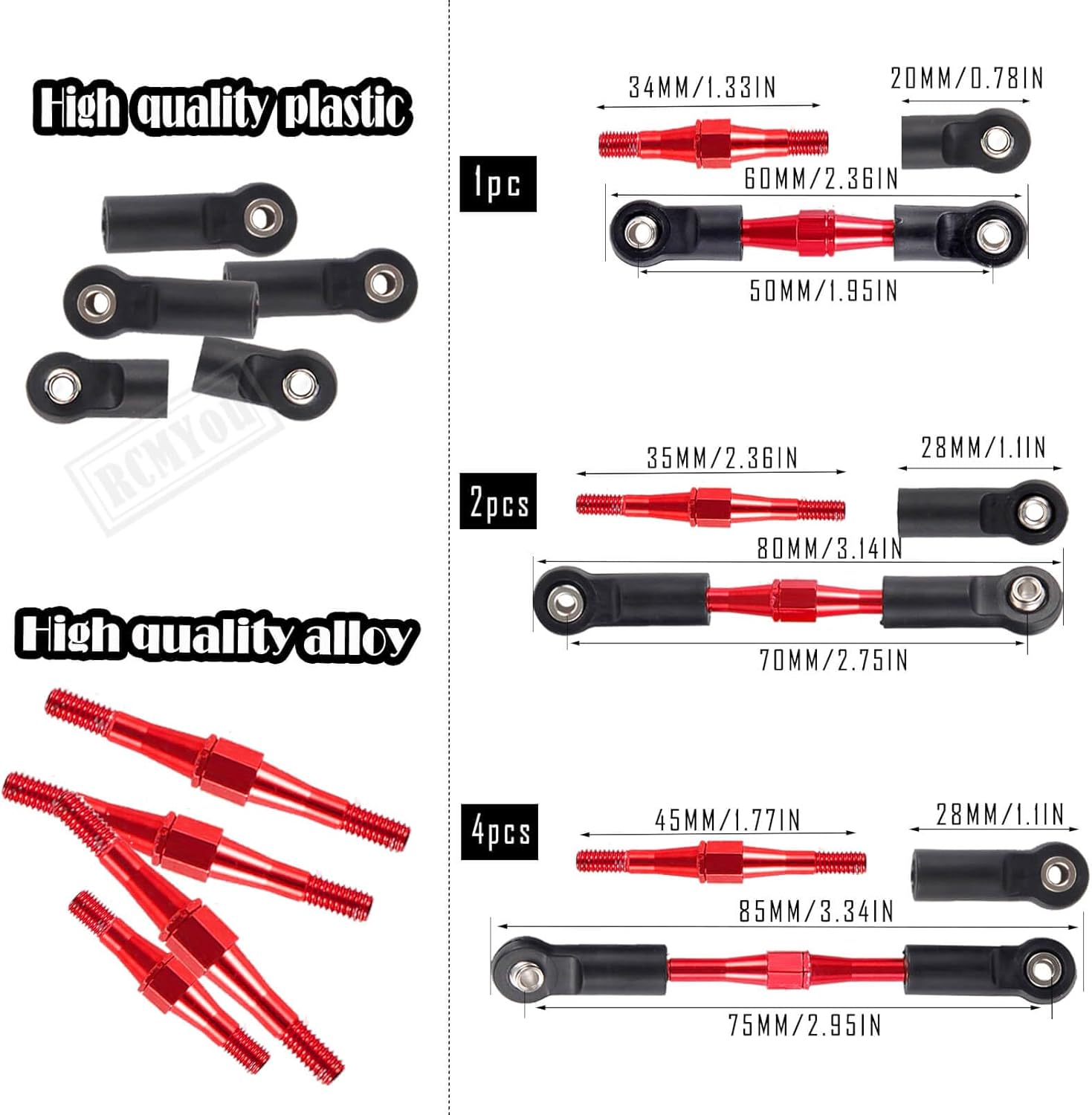 RCMYou Pieza de actualizaciones para 110 Slash 2WDSlash 2WD VXL, brazo de suspensión delantero trasero de aleación, bloque de ruedas, bloques de