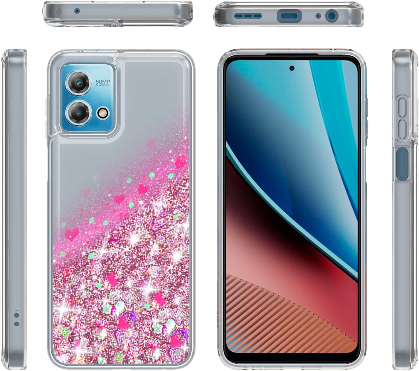 EnCases Funda híbrida para Moto G Stylus 5G 2023 con purpurina líquida, Motorola Moto G Stylus 5G 2023 Quicksand Sparkle para niñas, mujeres y