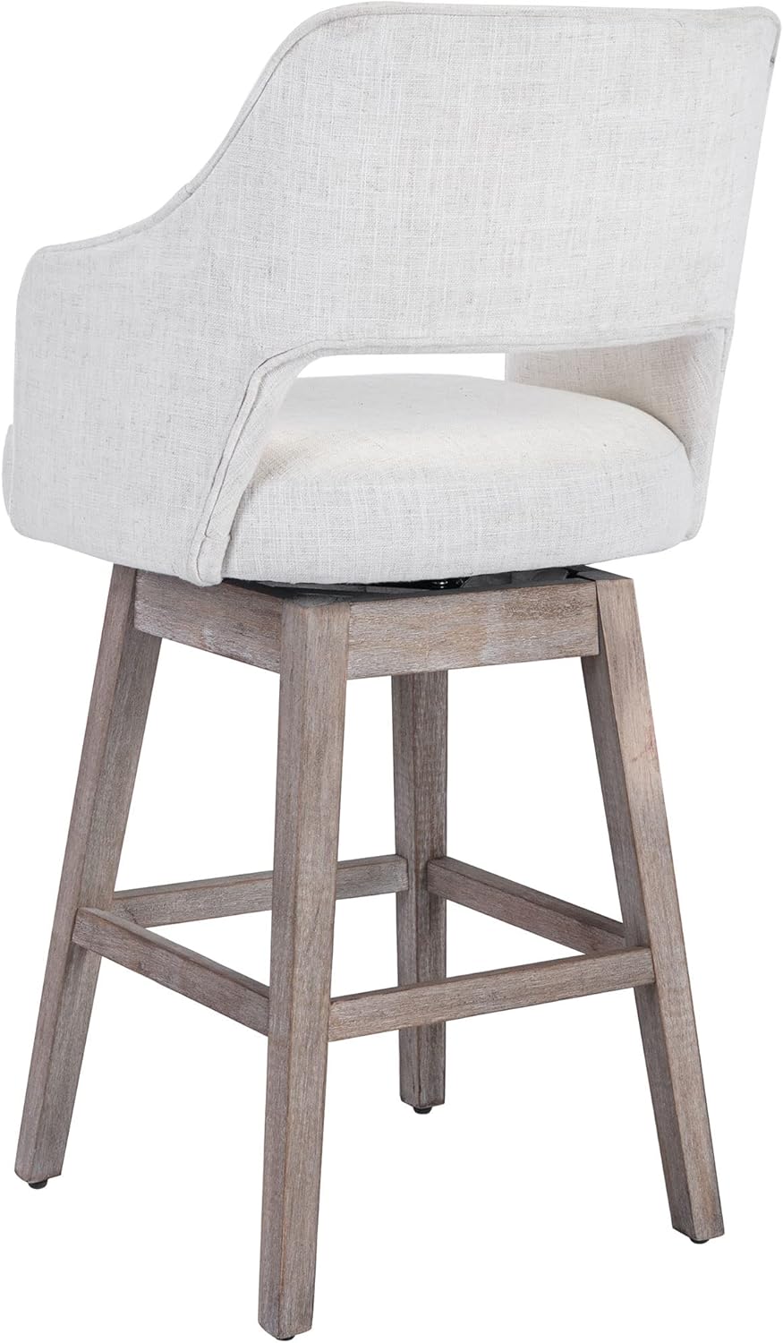 Juego de 2 taburetes de bar de 28 pulgadas de altura de mostrador, taburetes de bar giratorios de 360 con respaldo y patas de madera, sillas