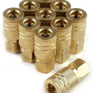 Primefit IC1414FB6-B10-P Paquete de contratista de acoplador industrial hembra de latón de 6 bolas de 14 pulgadas, 10 piezas Primefit IC1414FB6-B10-P Paquete de contratista de acoplador industrial hembra de latón de 6 bolas de 14 pulgadas, 10 piezas