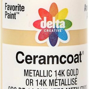 Delta Creative Ceramcoat – Pintura acrílica metálica y perla en varios colores (2 onzas), 2604, oro metálico de 14 quilates Delta Creative Ceramcoat – Pintura acrílica metálica y perla en varios colores (2 onzas), 2604, oro metálico de 14 quilates