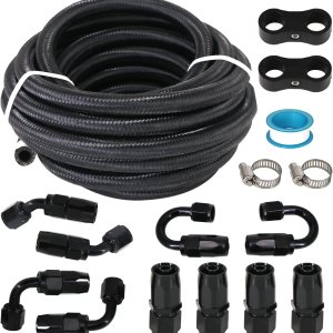 6AN – Kit de montaje de manguera de combustible de nailon trenzado de acero inoxidable + manguera de aceite, gas, combustible, 10 unidades, kit de 6AN – Kit de montaje de manguera de combustible de nailon trenzado de acero inoxidable + manguera de aceite, gas, combustible, 10 unidades, kit de