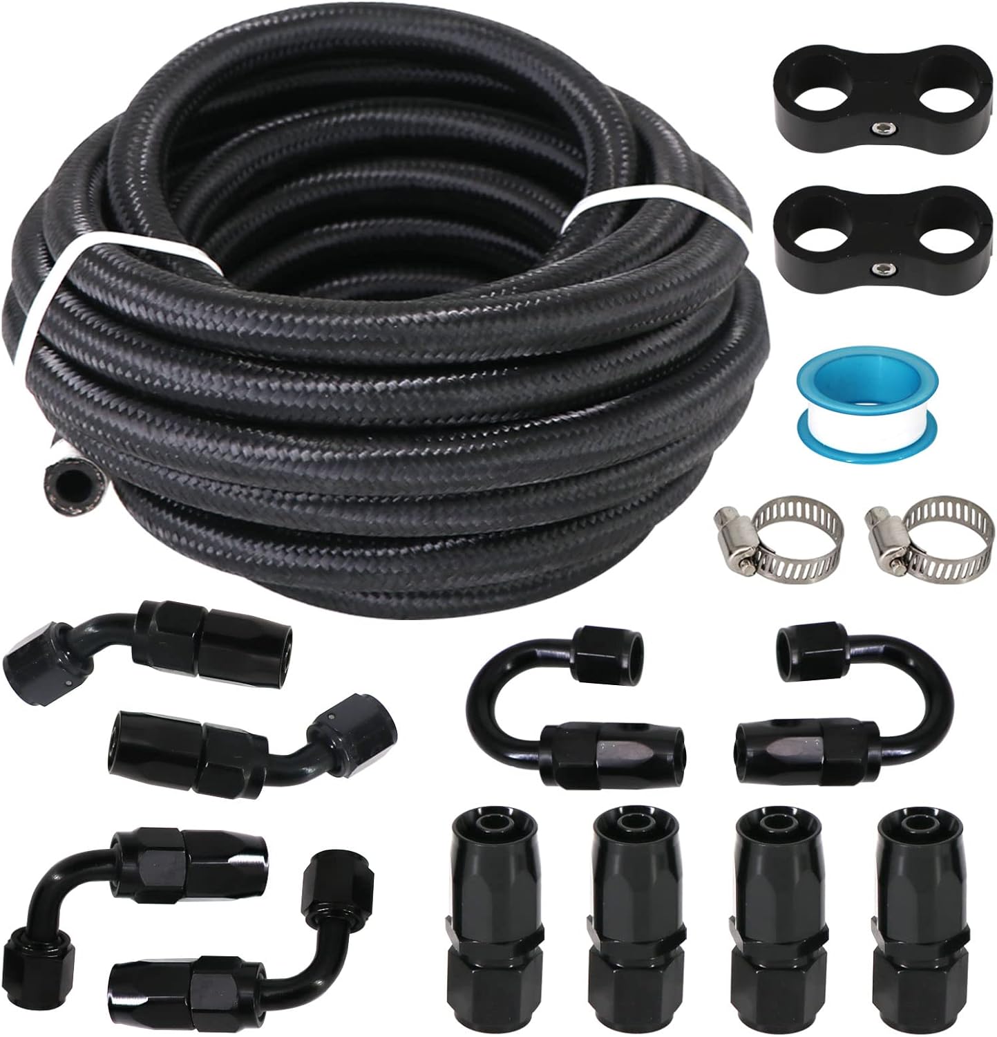 6AN – Kit de montaje de manguera de combustible de nailon trenzado de acero inoxidable + manguera de aceite, gas, combustible, 10 unidades, kit de