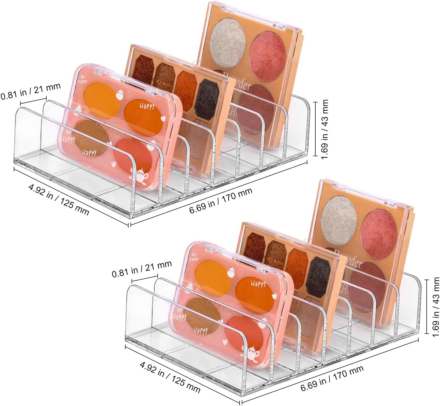 JESSCAT Organizador de paletas, organizador de plástico para encimera de baño, soporte para licuadora de belleza, organizador de maquillaje de