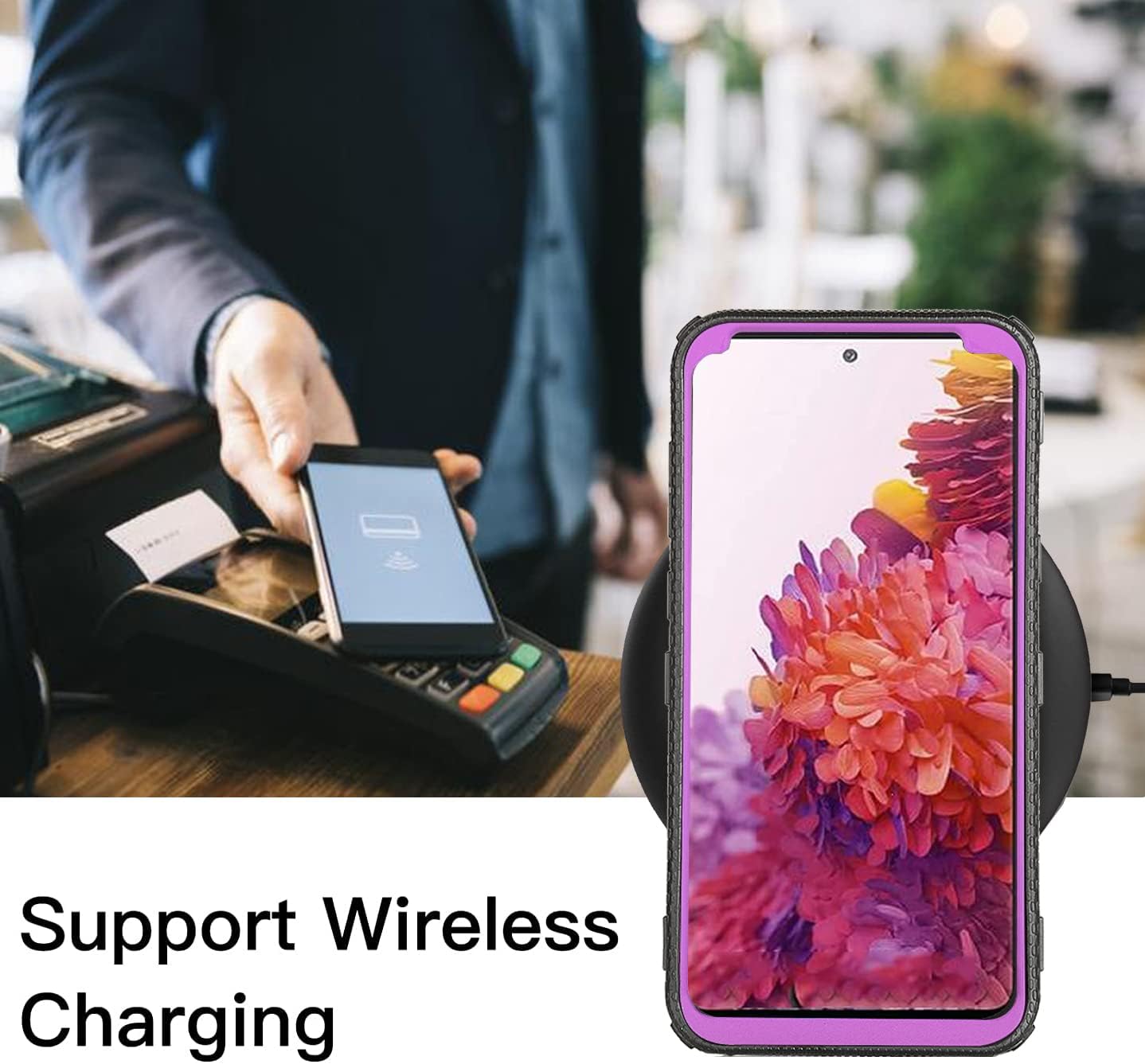 Asuwish Funda de teléfono para Moto E 2020 Motorola E7, híbrida, resistente, a prueba de golpes, dura, a prueba de caídas, cuerpo completo,