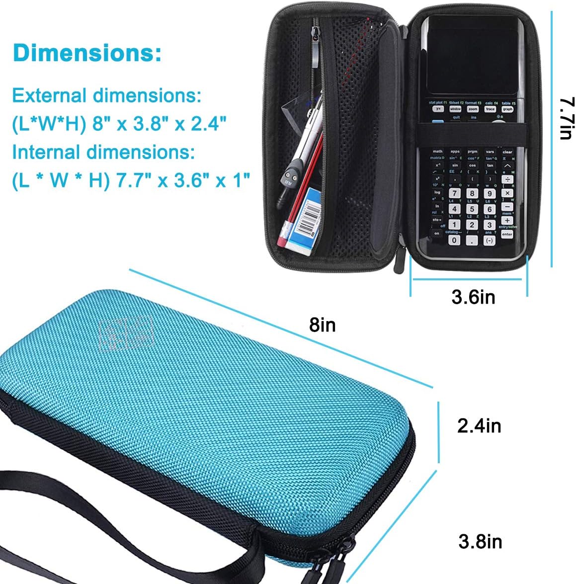 Xberstar, estuche duro de EVA para guardar y transportar calculadora gráfica de Texas Instruments y otros elementos TI-84  83  Plus CE, estuche de