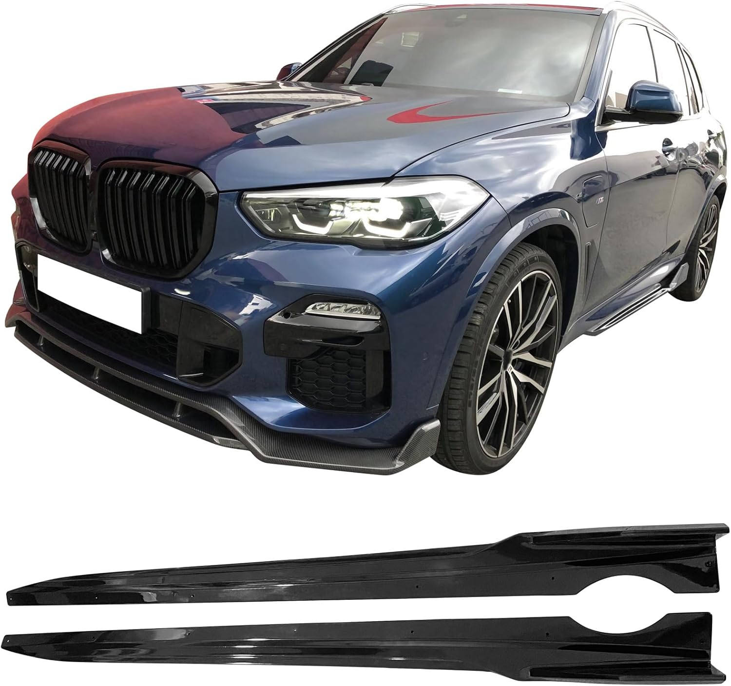 IKON MOTORSPORTS, Faldas laterales compatibles con BMW G05 X5 M Sport 2019-2023, extensión lateral de inyección de PP estilo IKON color negro
