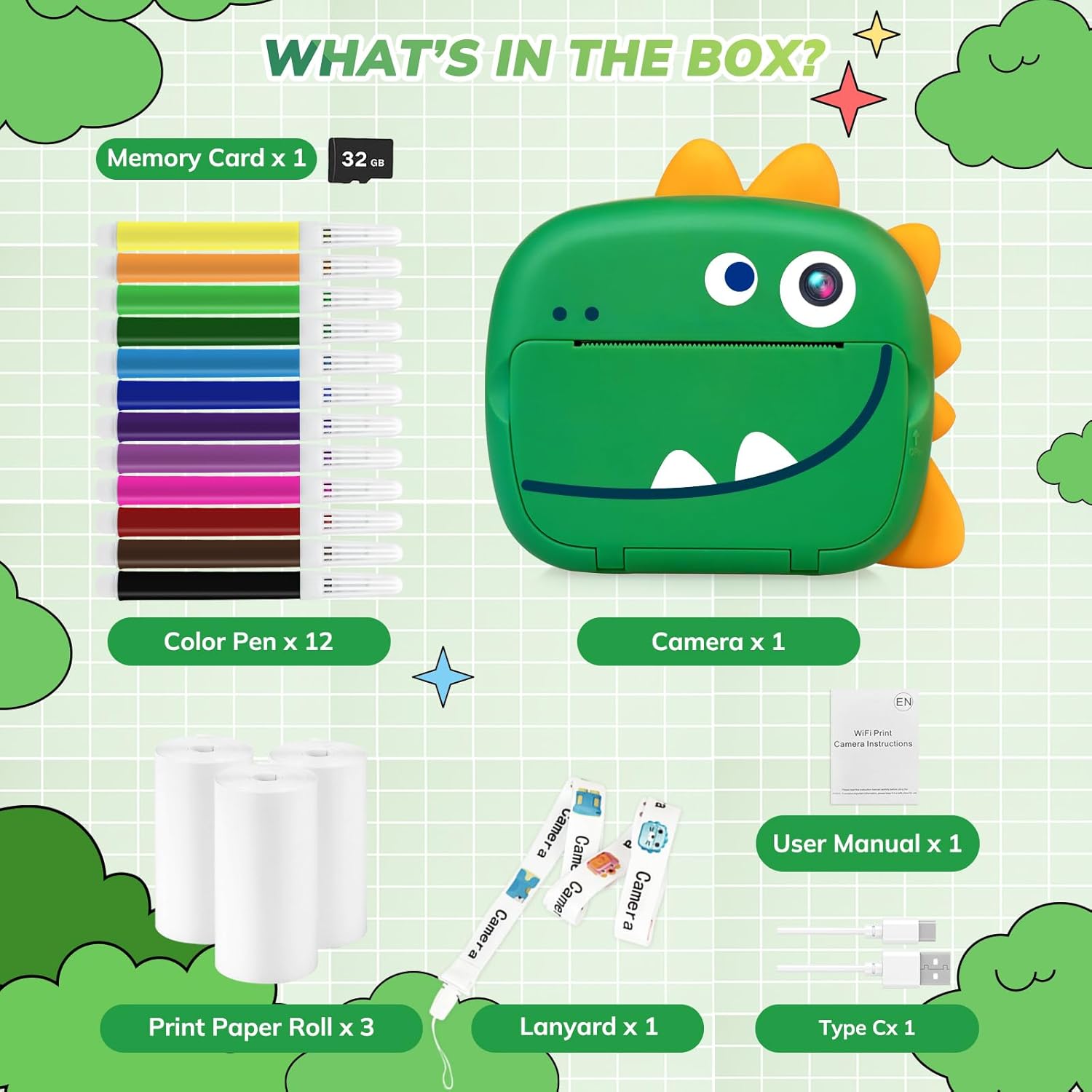 Cámara de impresión instantánea para niños, cámara de video HD con impresión instantánea, conexión WiFi con impresión de álbum móvil, juego de