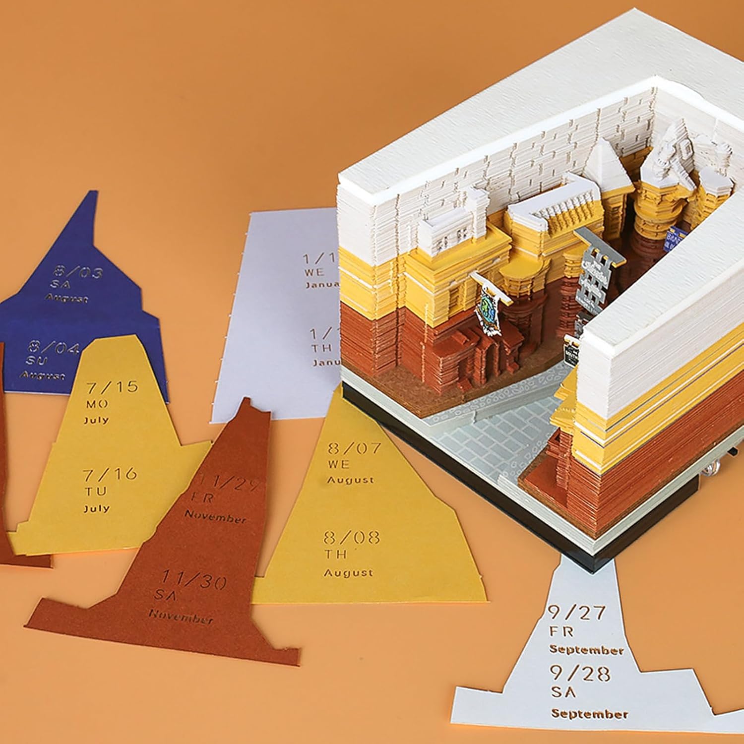 Bloc de notas de calendario 3D 2024, calendario de piezas de tiempo LED, calendario creativo de escritorio, cuaderno de notas, calendario adhesivo