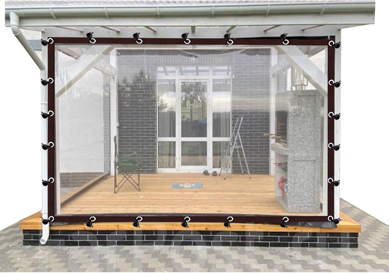 Cortinas para exteriores, pérgola, paneles laterales impermeables, pantalla de división de plástico PVC con ojales, para cenador, porche, cabaña,