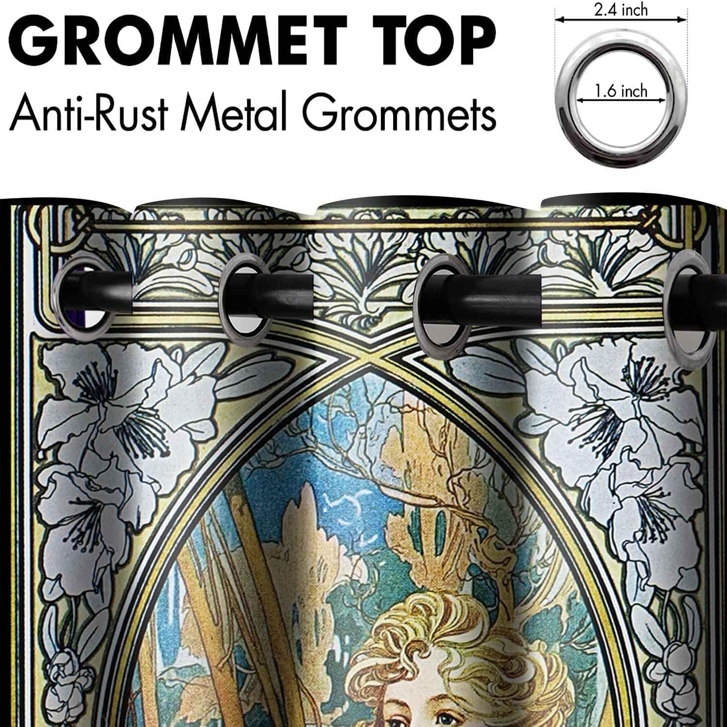 MIZSYE Cortinas opacas Art Nouveau para mujer, serie de temporada de primavera y otoño, estilo pintura al óleo, estilo de mediados de siglo,