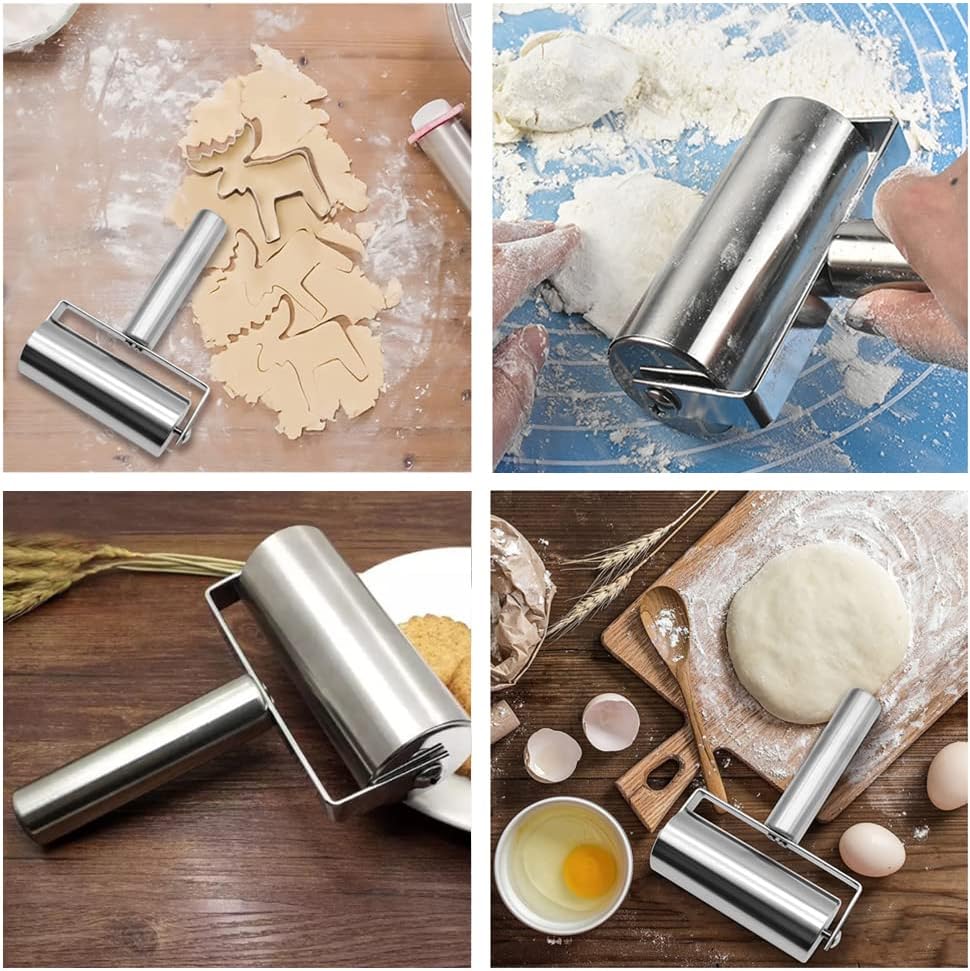 Rodillo pequeño, rodillo de masa de acero inoxidable, rodillo de hornear de cocina doméstica, adecuado para hacer pasteles, galletas, pizza y otras