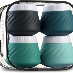 Gemice Recipientes de viaje para artículos de tocador, tarros de crema de silicona aprobados por la TSA recipientes de tamaño de viaje con bolsa Gemice Recipientes de viaje para artículos de tocador, tarros de crema de silicona aprobados por la TSA recipientes de tamaño de viaje con bolsa