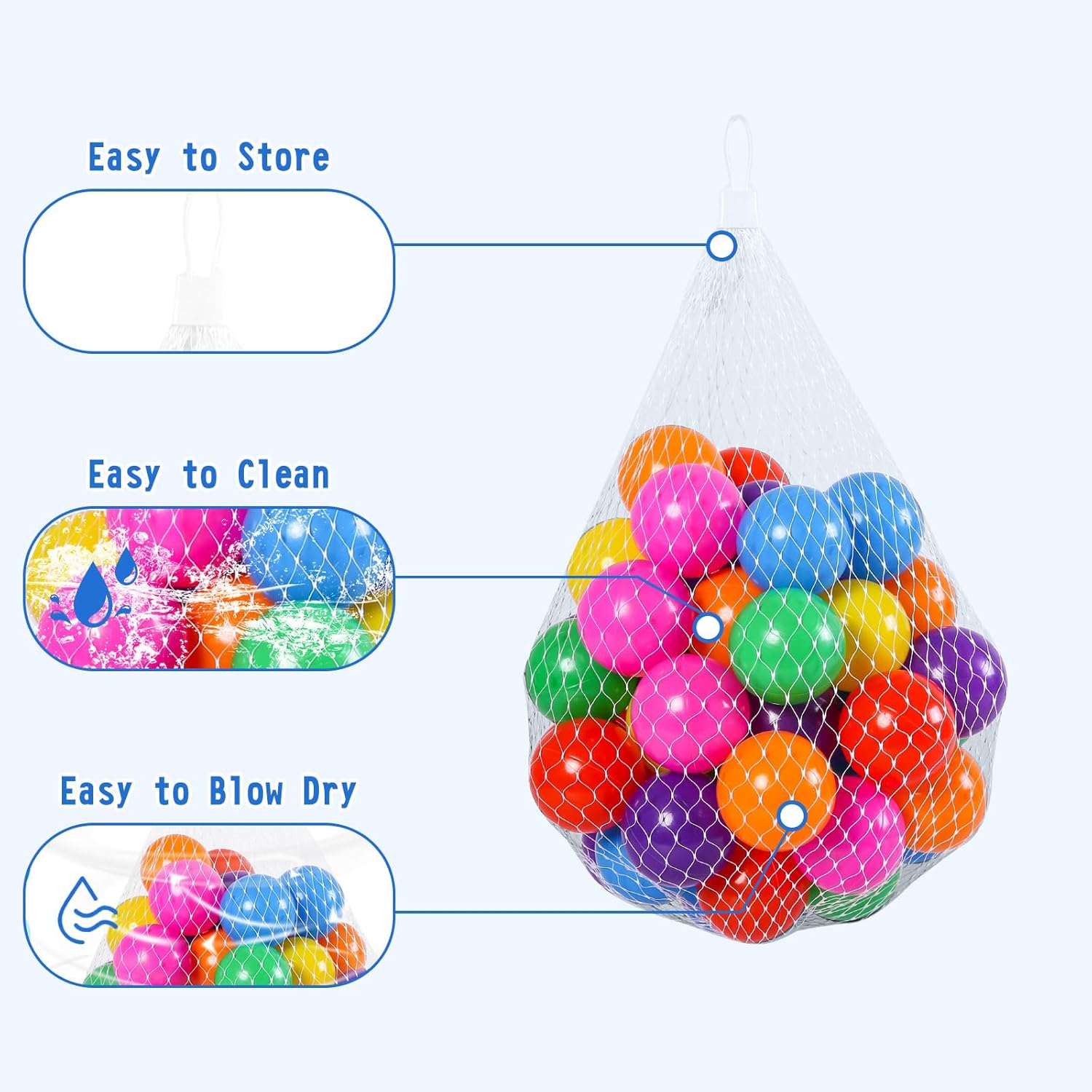 GAMIFUN Pelotas para hoyos de bolas, sin ftalatos, sin BPA, bolas de plástico no tóxicas para niños y diversión para jugar