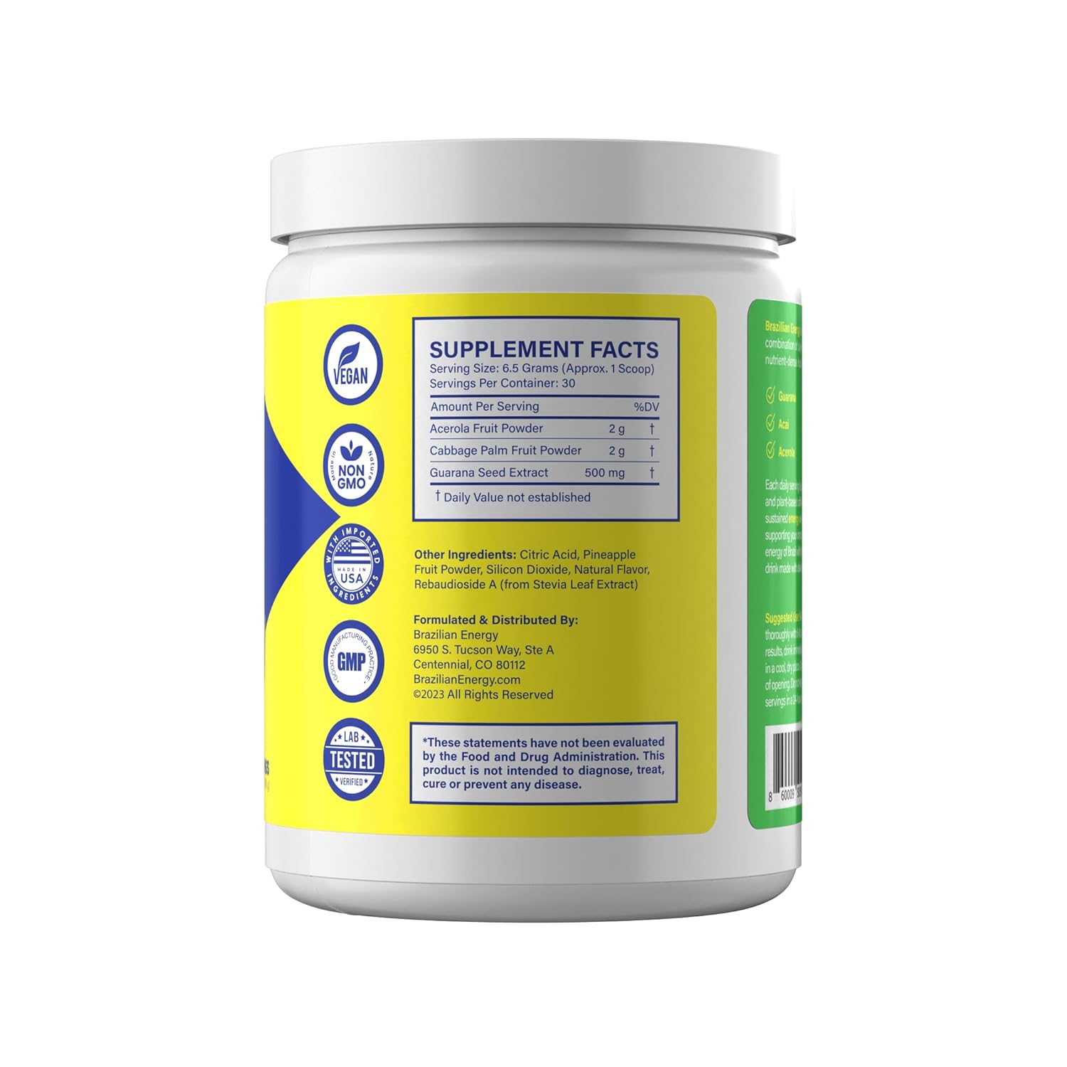 Superalimento de Guaraná Energy con Acai y Acerola, Alto en Antioxidantes y Cafeína Natural (30 Porciones) – Brazilian Energy