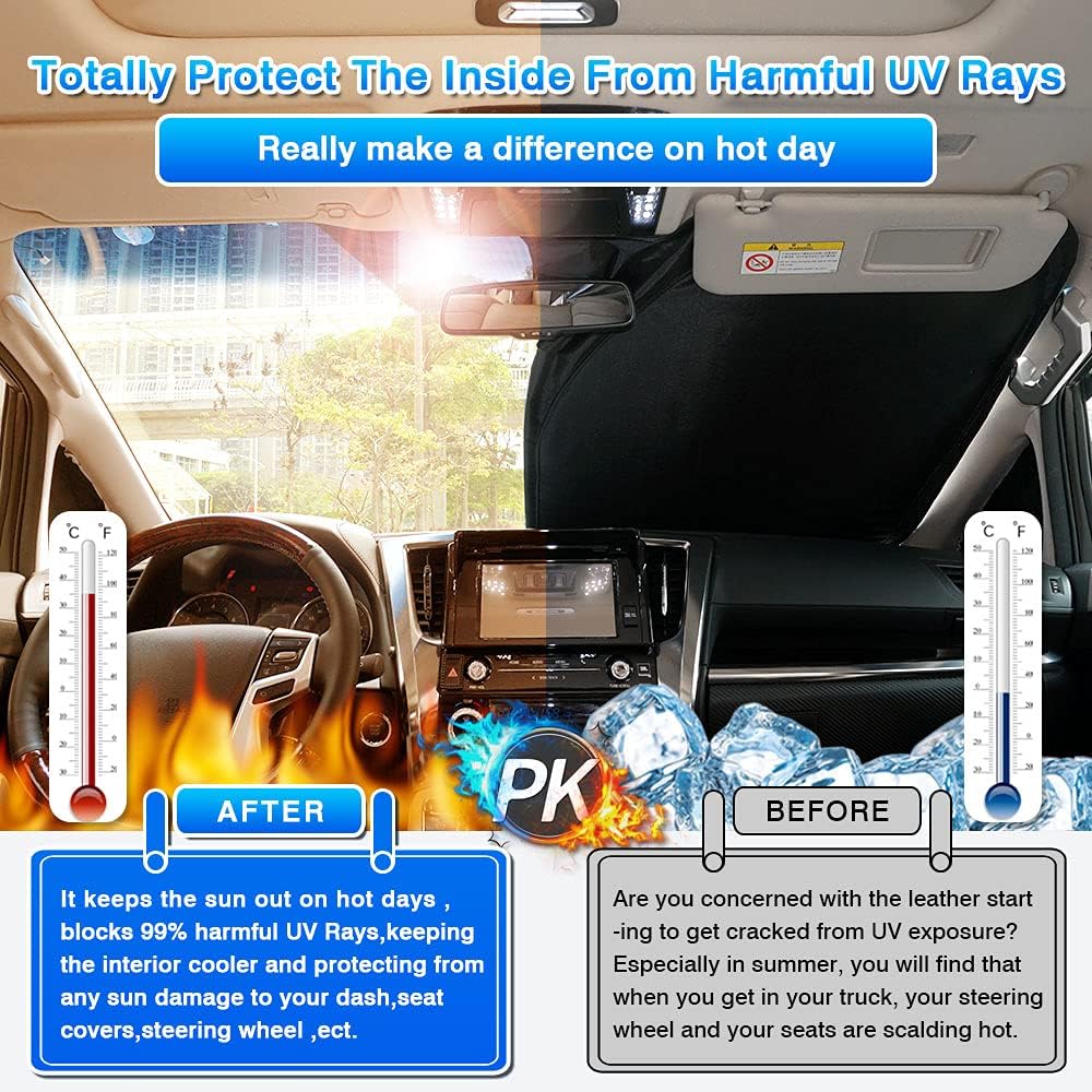 T TGBROS Ajuste personalizado para parasol de parabrisas Toyota RAV4 2019-2023 2019 – 2023, protector solar plegable, cubierta de poliéster