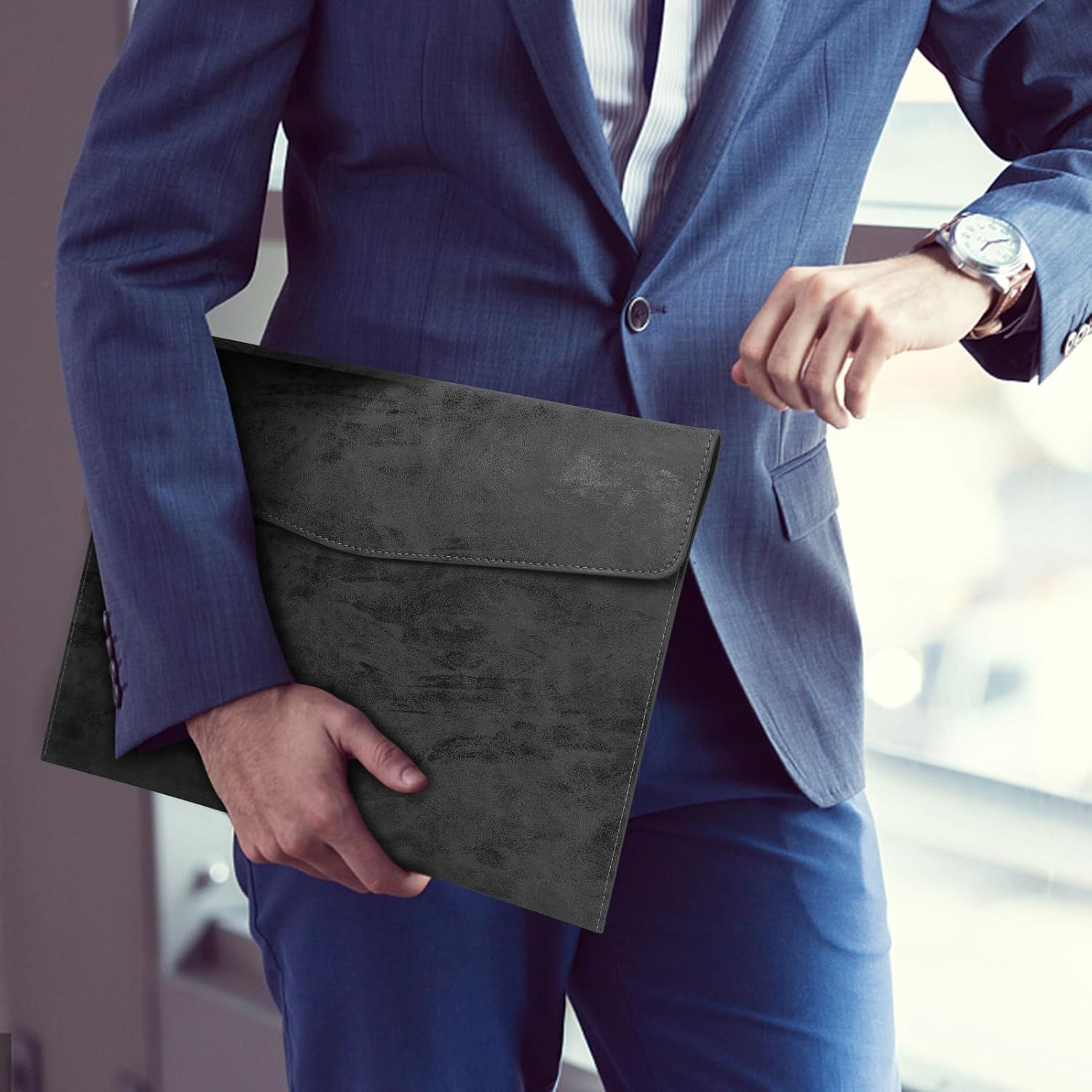 Toplive Carpeta de archivos de documentos, suave e impermeable, de piel sintética, tamaño A4, organizador de archivos, estuche de almacenamiento de