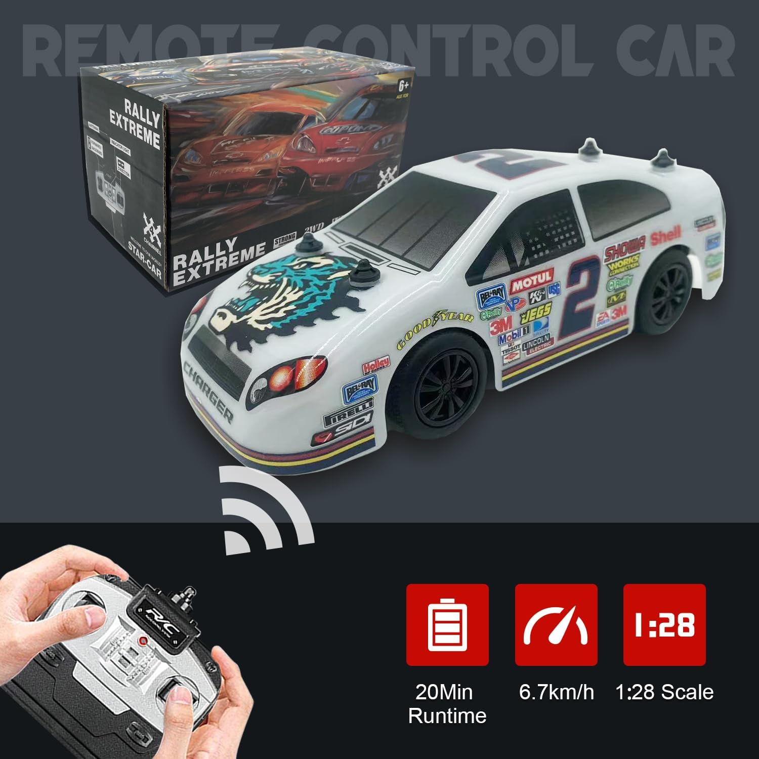Boersma Auto de control remoto, auto de deriva rápido a control remoto para niños, escala 128 2WD de alta velocidad, auto a control remoto, juguetes