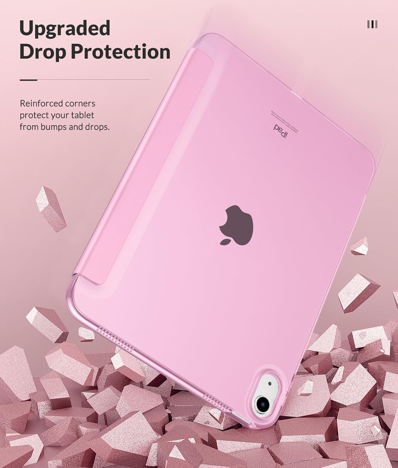 MoKo Funda para iPad de 10 generación 2022, iPad 10.9 con cubierta trasera de TPU suave translúcido esmerilado, funda delgada con función de