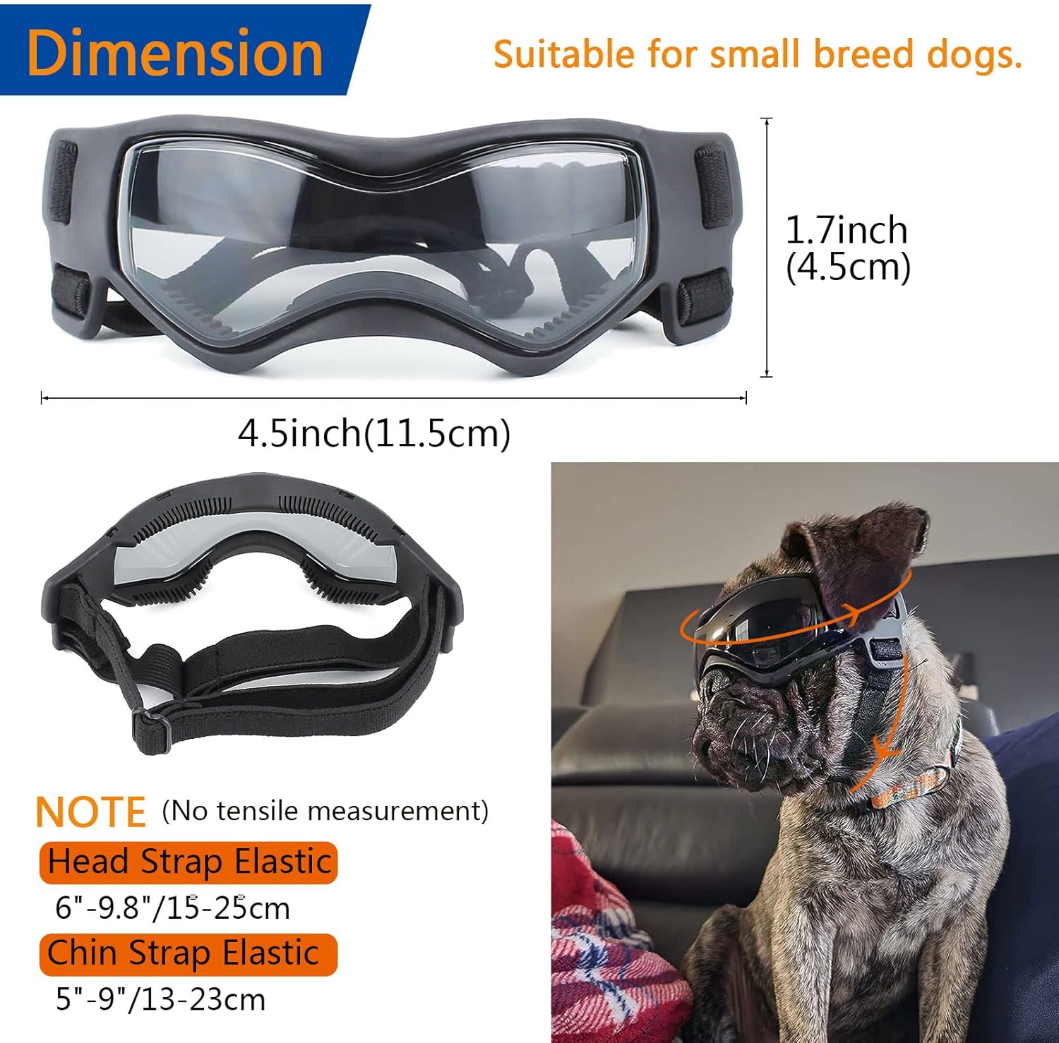 Gafas de sol para perros pequeños, lentes de sol para perros de raza pequeña, protección UV, protección contra el viento, protección contra el polvo