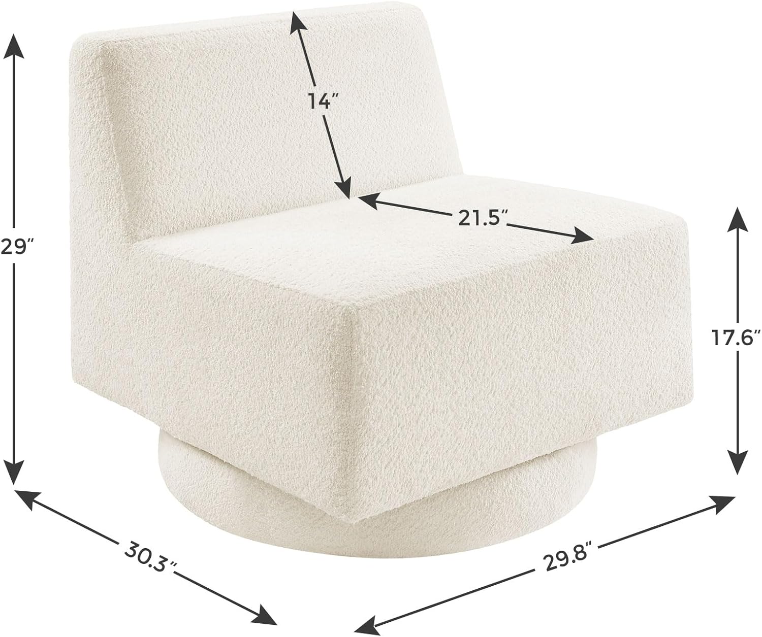 Silla giratoria de 360 grados, cómoda silla de sofá de lectura perezosa de tamaño grande, adecuada para sala de estar y dormitorio, color blanco