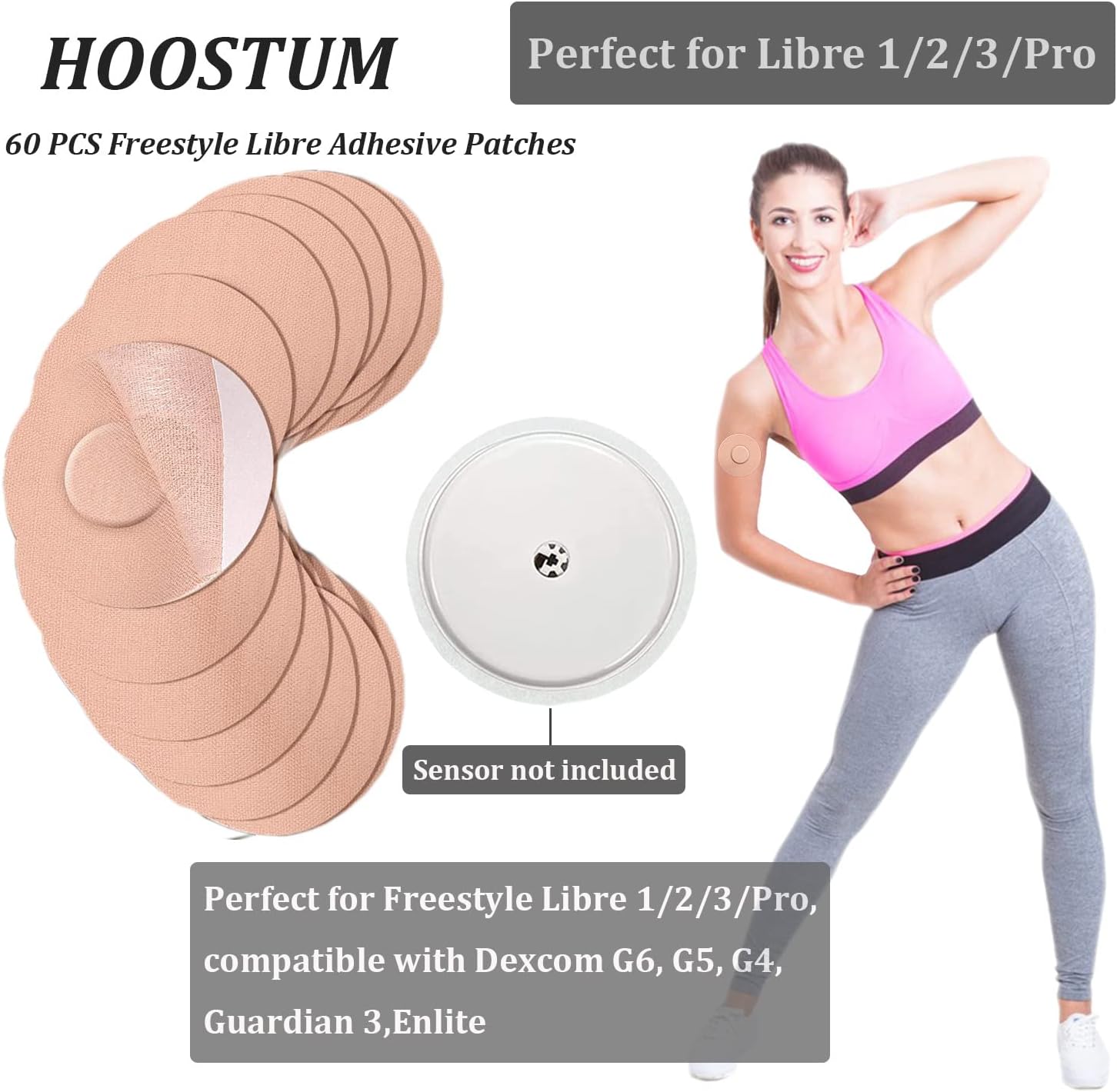 Paquete de 60 fundas de sensor impermeables y resistentes al sudor para Libre 123Pro, parches adhesivos para sensor de estilo libre, cinta de