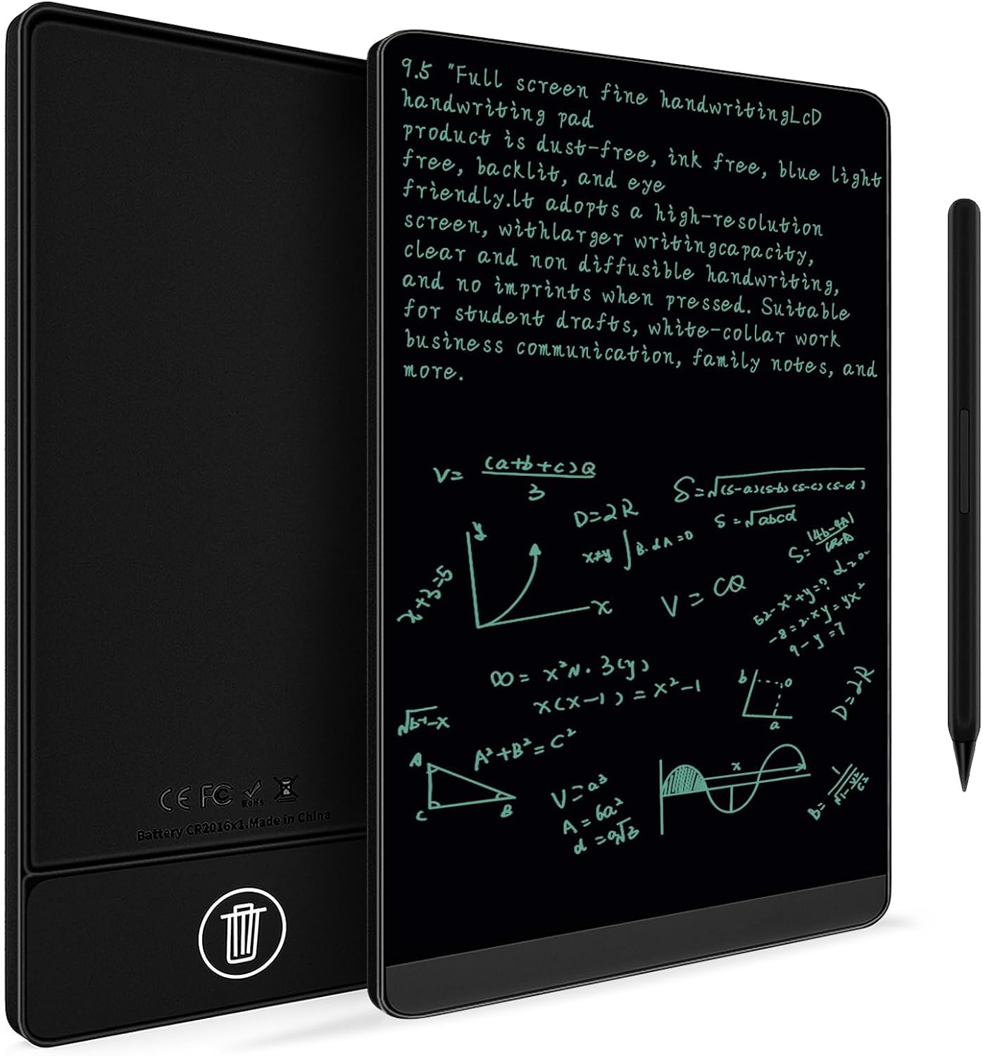 DEEBYCOO Tableta de escritura LCD, bloc de notas digital borrable de pantalla completa para niños y adultos, dibujar, dibujar y dejar mensaje, 9.5