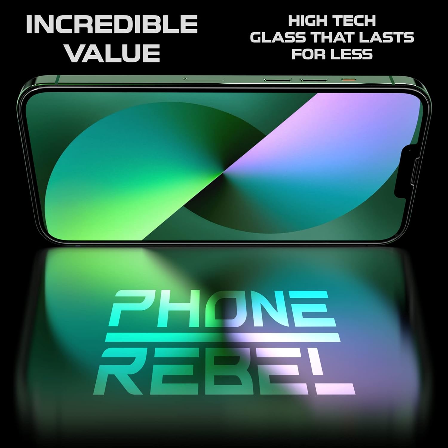 REBEL Protector de pantalla de teléfono para iPhone 14iPhone 13iPhone 13 Pro 6.1 pulgadas paquete de 3 ultra resistente 0.016 in, antiroturas,