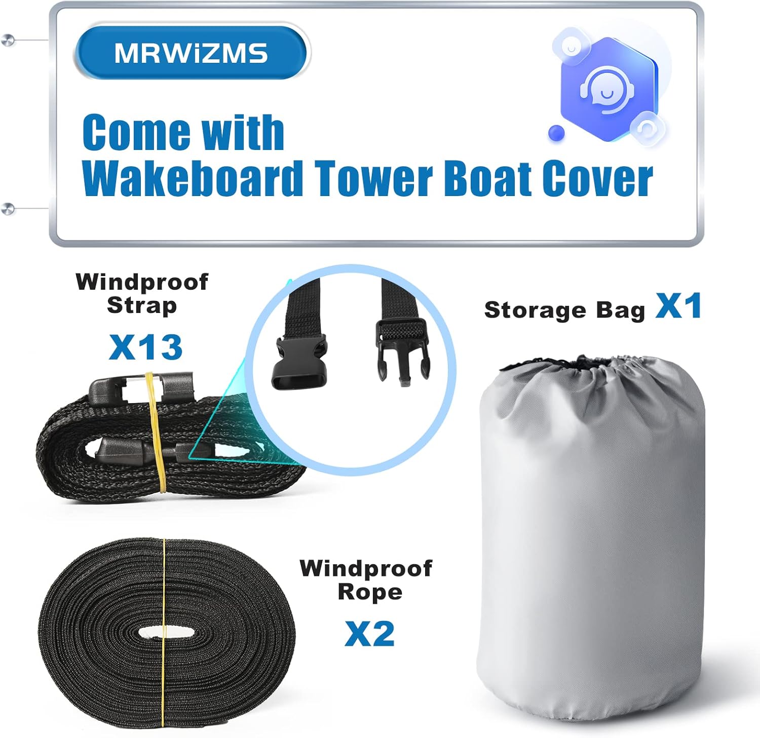 Wakeboard – Cubierta para lancha de torre, resistente 100% impermeable, para torneo de pesca con casco en V, cubierta de lancha de torre de esquí y