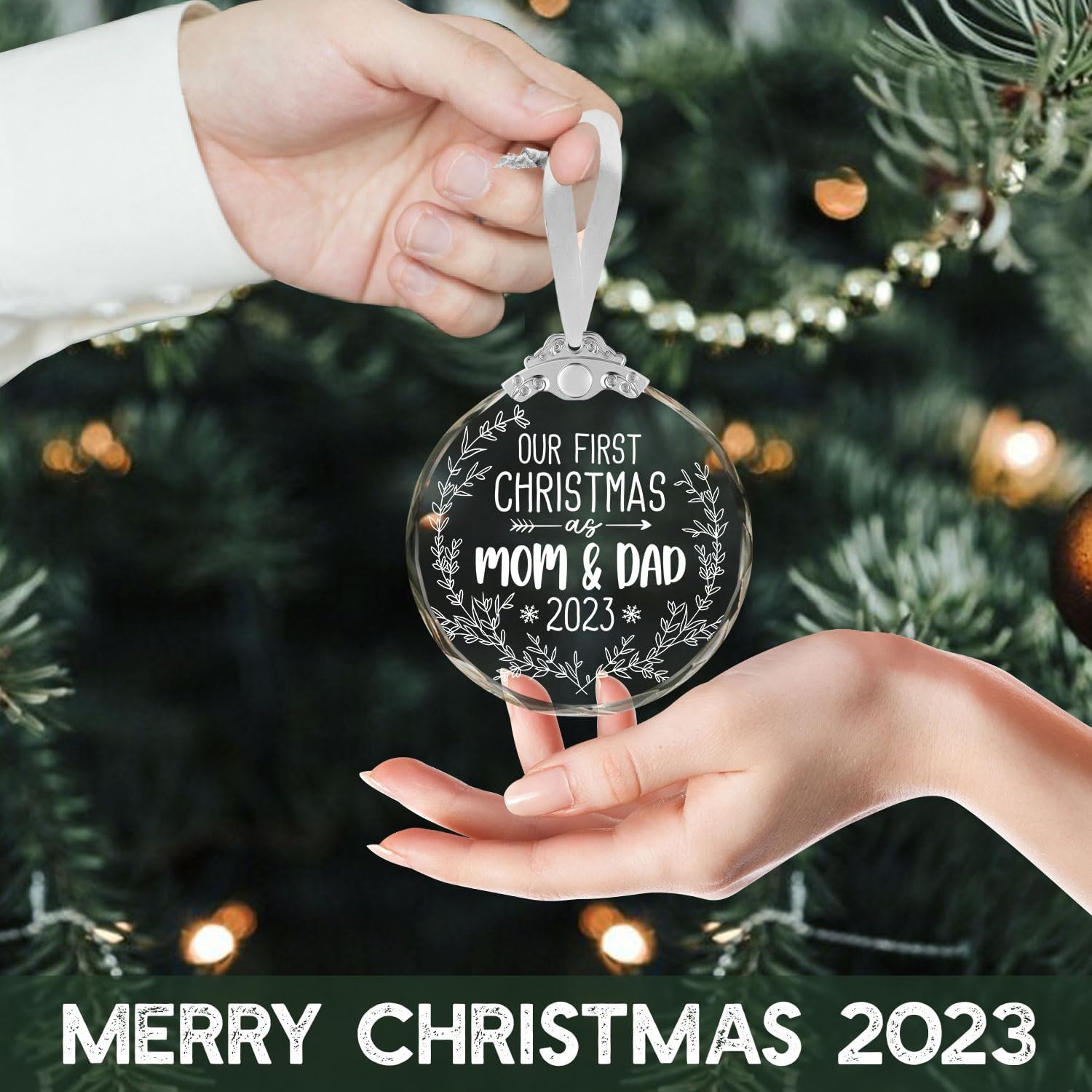 Adornos de Navidad familiares  Adorno de primera Navidad como mamá y papá  Regalos para mamá y papá por primera vez 2023  Adorno de primera Navidad
