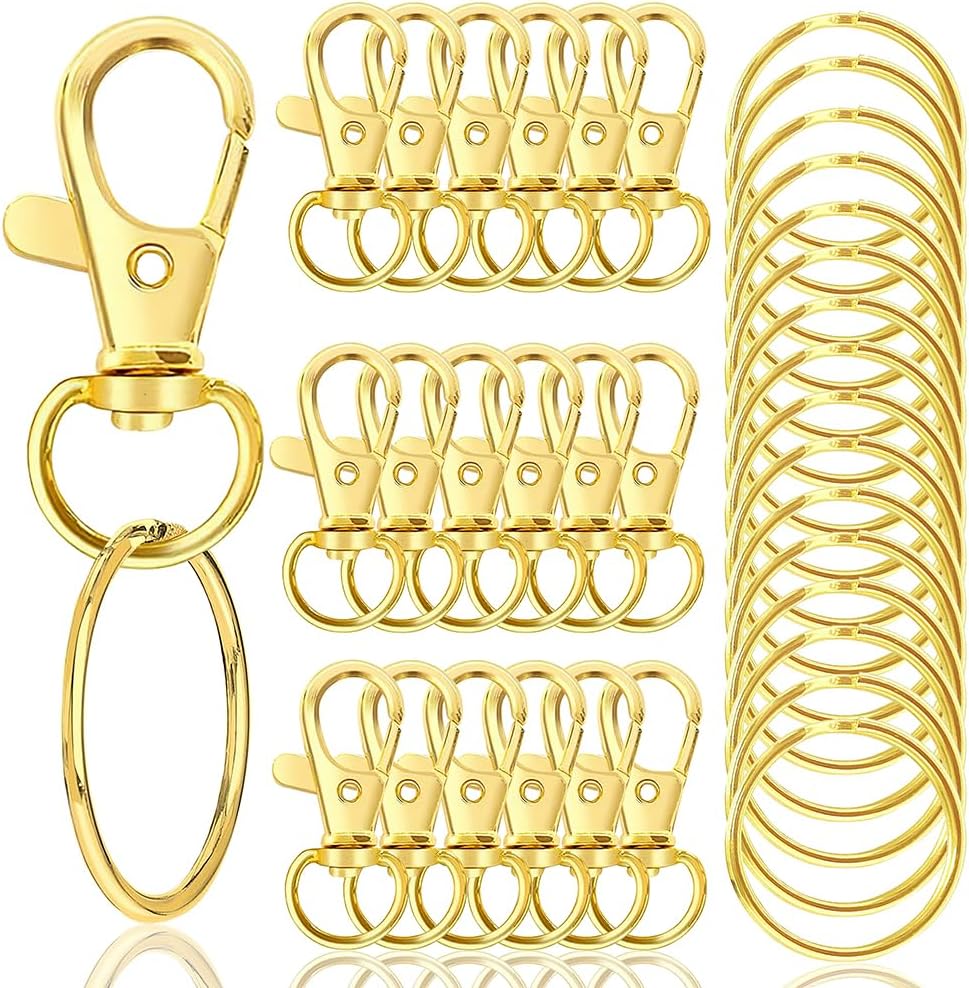 100 ganchos giratorios de alta calidad con llaveros, ganchos de metal para llavero, cierres de langosta para llaves, joyas, manualidades, color