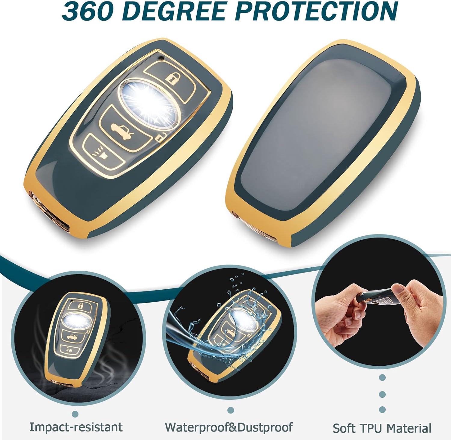 Jimtyee Funda para llavero Subaru con llavero brillante de TPU suave, funda para llaves inteligentes, protector compatible con Subaru BRZ Forester