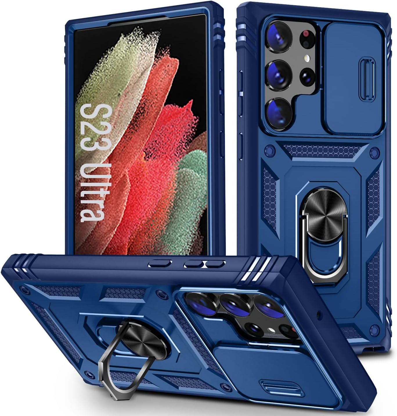 DAWEIXEAU Funda protectora para Galaxy S23 Ultra de 6.8 pulgadas, resistente a los impactos, con función atril para Samsung Galaxy S23 Ultra de 6.8