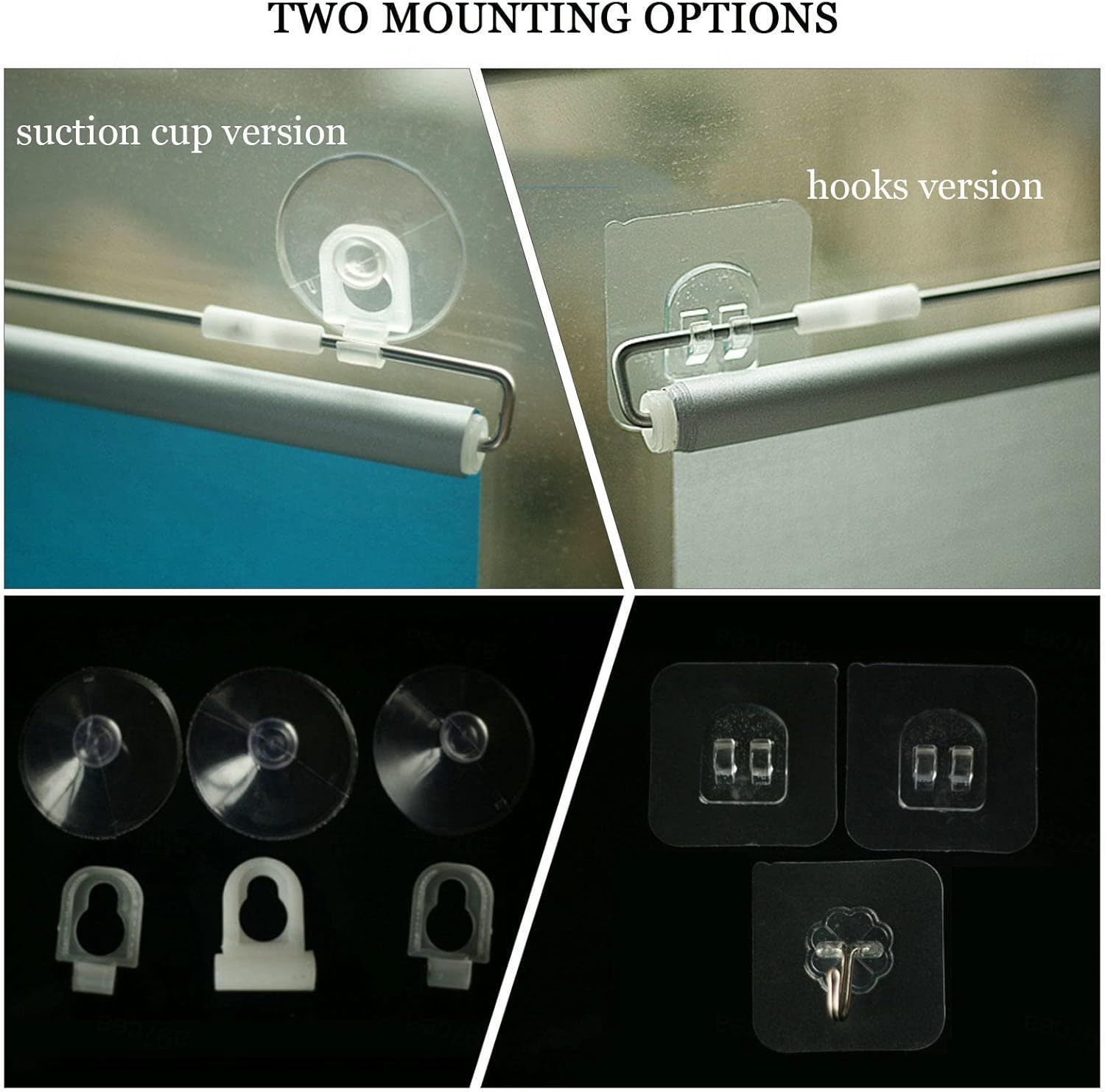 Persianas enrollables opacas con ventosas, cortinas opacas sin taladrar, persianas enrollables retráctiles para ventanas y puertas, protector