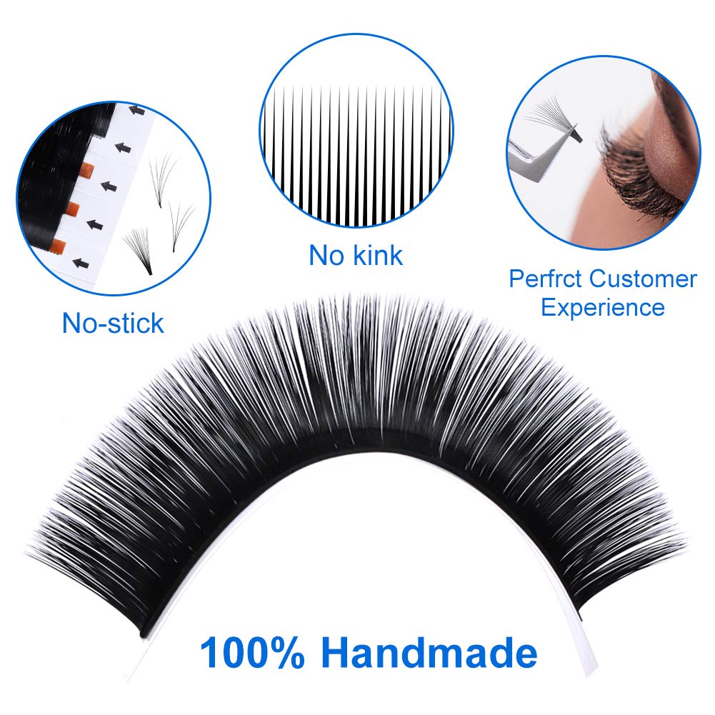 Extensiones de pestañas fáciles de colocar y con volumen, rizado DDD, 2D-10D, 516de pulgada-4564de pulgada de longitud, soportan hasta 194F (0.07mm,