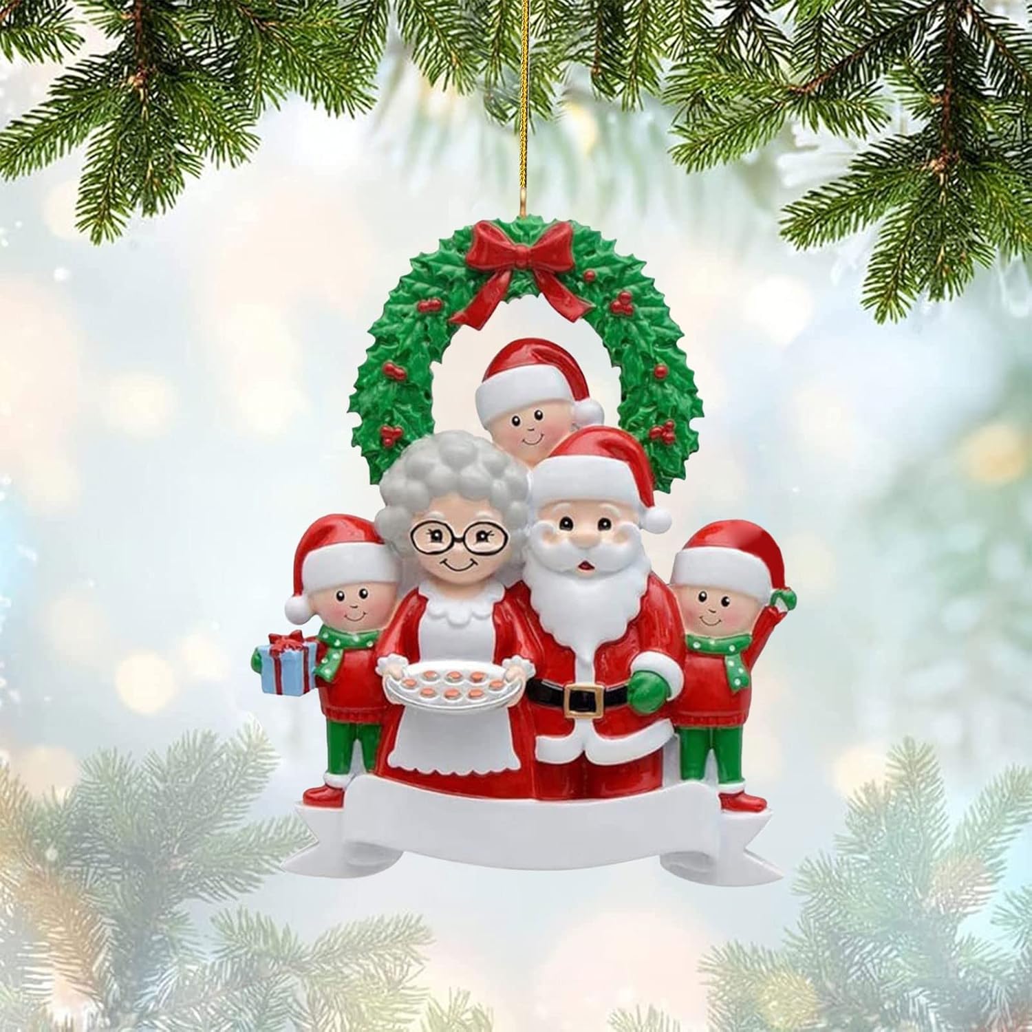 Adorno de Navidad familiar personalizado 2023  Decoración de Navidad personalizada para el hogar, muñeco de nieve, Papá Noel, adornos colgantes de