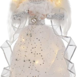 Decoración para árbol de Navidad, ángeles con decoración de árbol iluminada, ángel de 12 pulgadas para adorno navideño o decoración del hogar, color Decoración para árbol de Navidad, ángeles con decoración de árbol iluminada, ángel de 12 pulgadas para adorno navideño o decoración del hogar, color