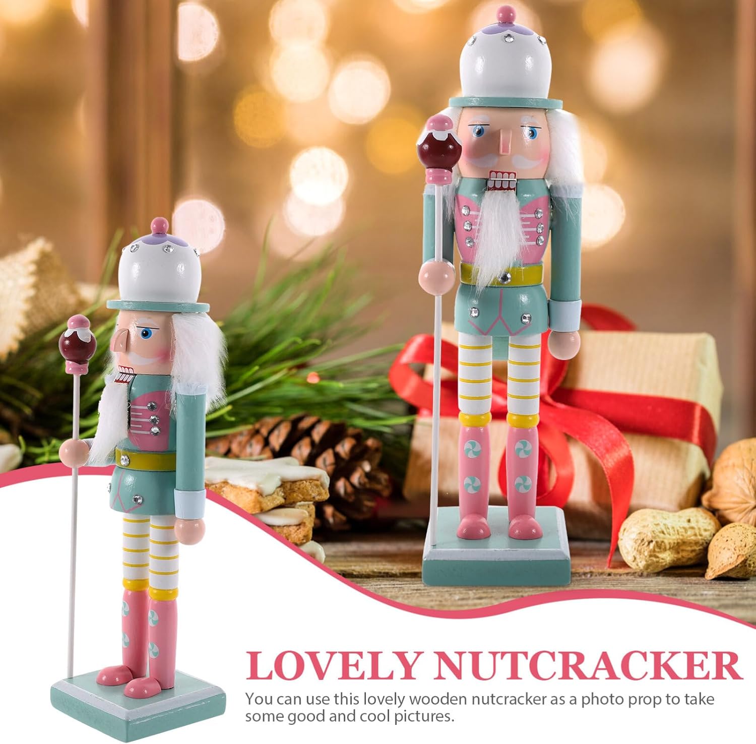 IMIKEYA Figuras de cascanueces de Navidad Cascanueces de madera de Navidad, adorno de cascanueces de Navidad, soldado, decoraciones de Navidad,