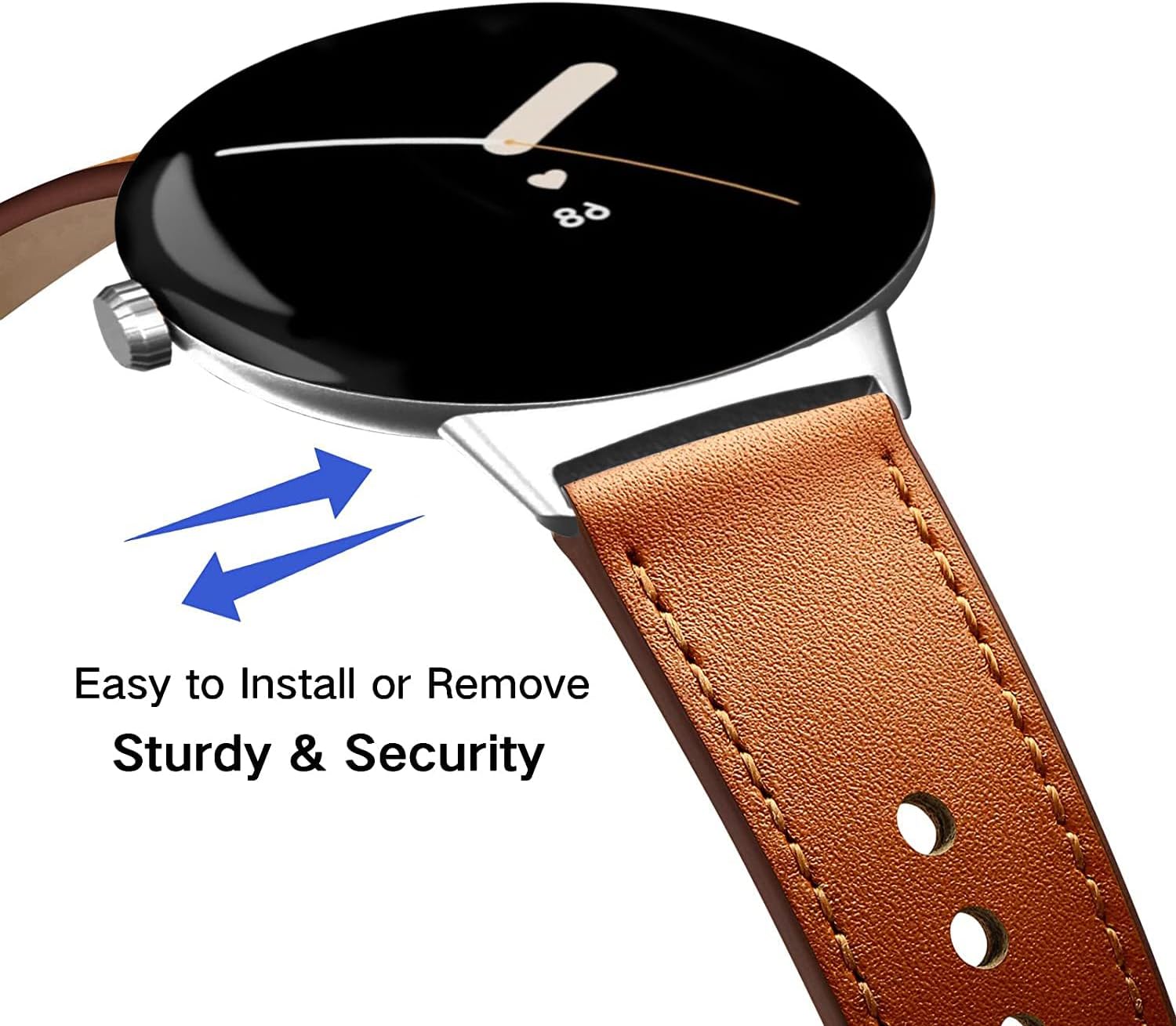 Apawband Correa de cuero compatible con Google Pixel Watch, correa de repuesto, transpirable, para Google Pixel Watch, accesorios para reloj