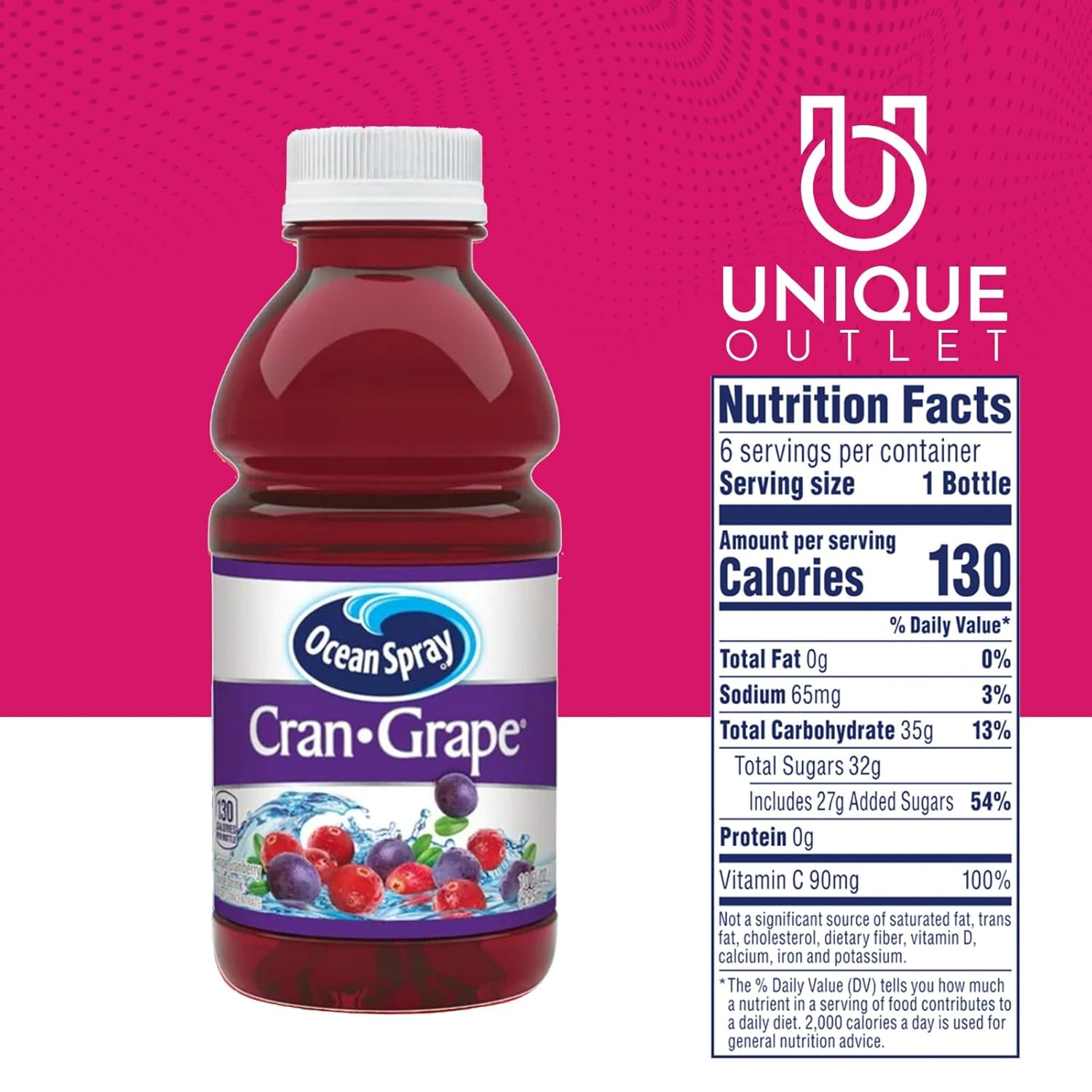 Ocean Spray – Paquete de 24 botellas de plástico para llevar de 10 onzas líquidas de jugo de uva Cran Unique Outlet