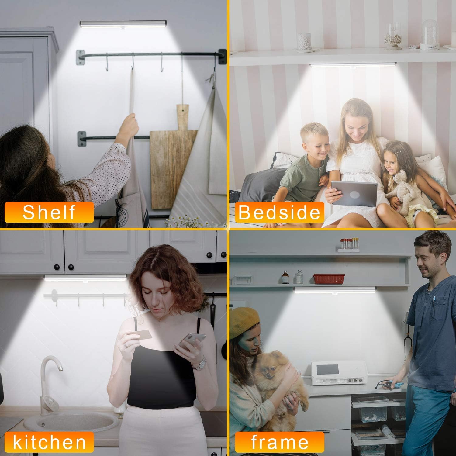 Luz LED para armario, 20 LED, recargable, control remoto, luz debajo del gabinete, iluminación inalámbrica, barra de luz nocturna en cualquier lugar