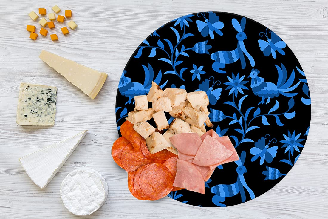 HASTA LA RAIZ  Mexican Handmade Cheese Board covered with resin. Ideal for Charcuterie Platter & Serving Tray. Line Tenangos (Black Otomi)