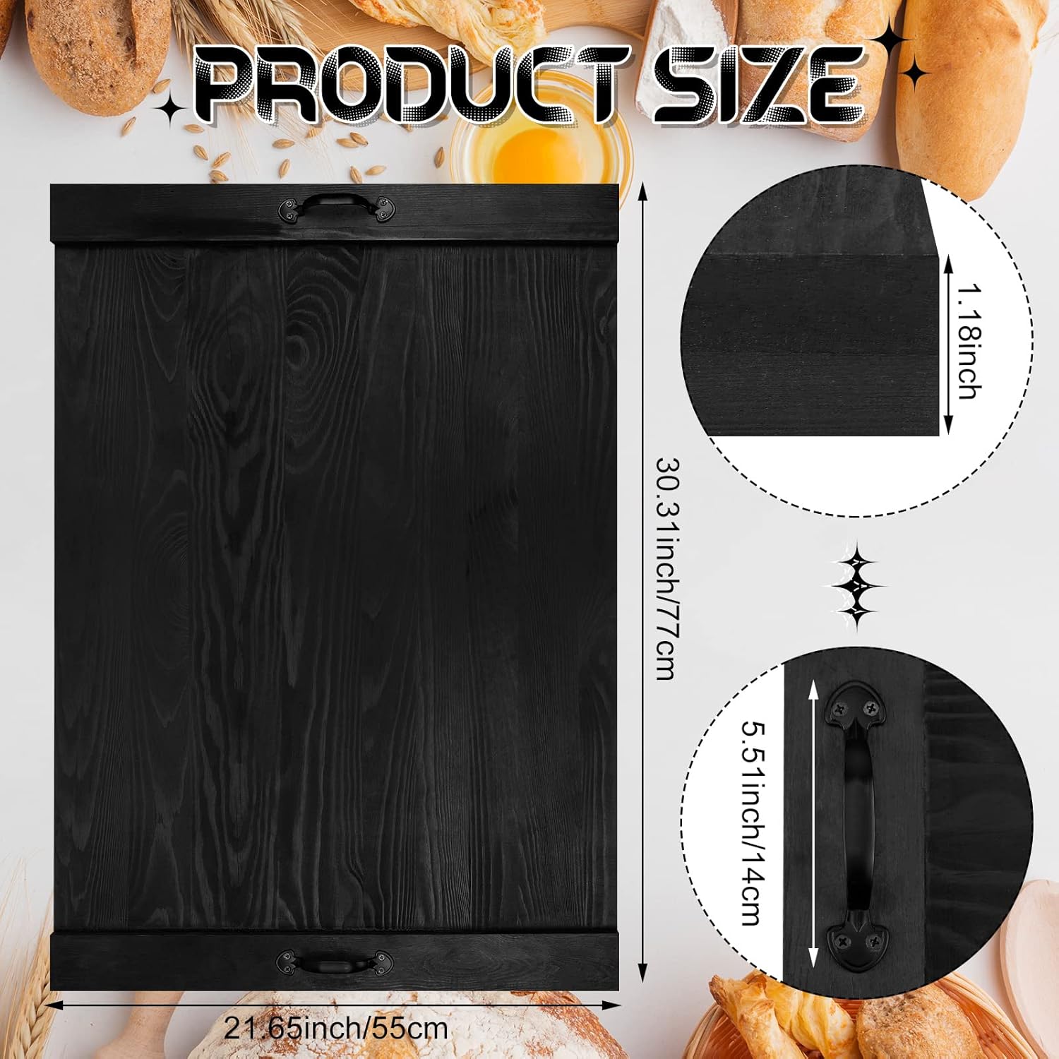 Chunful Cubierta superior para estufa, 30 x 22 pulgadas, tabla de fideos de madera rústica, cubierta de estufa eléctrica a gas con asas para