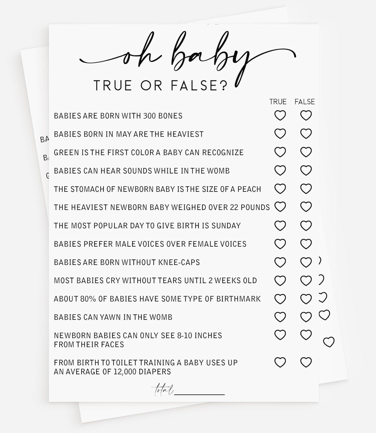 All Ewired Up 50 trivia de baby shower verdadero o falso (50 tarjetas) divertido juego de baby shower, género neutro niño o niña, minimalista