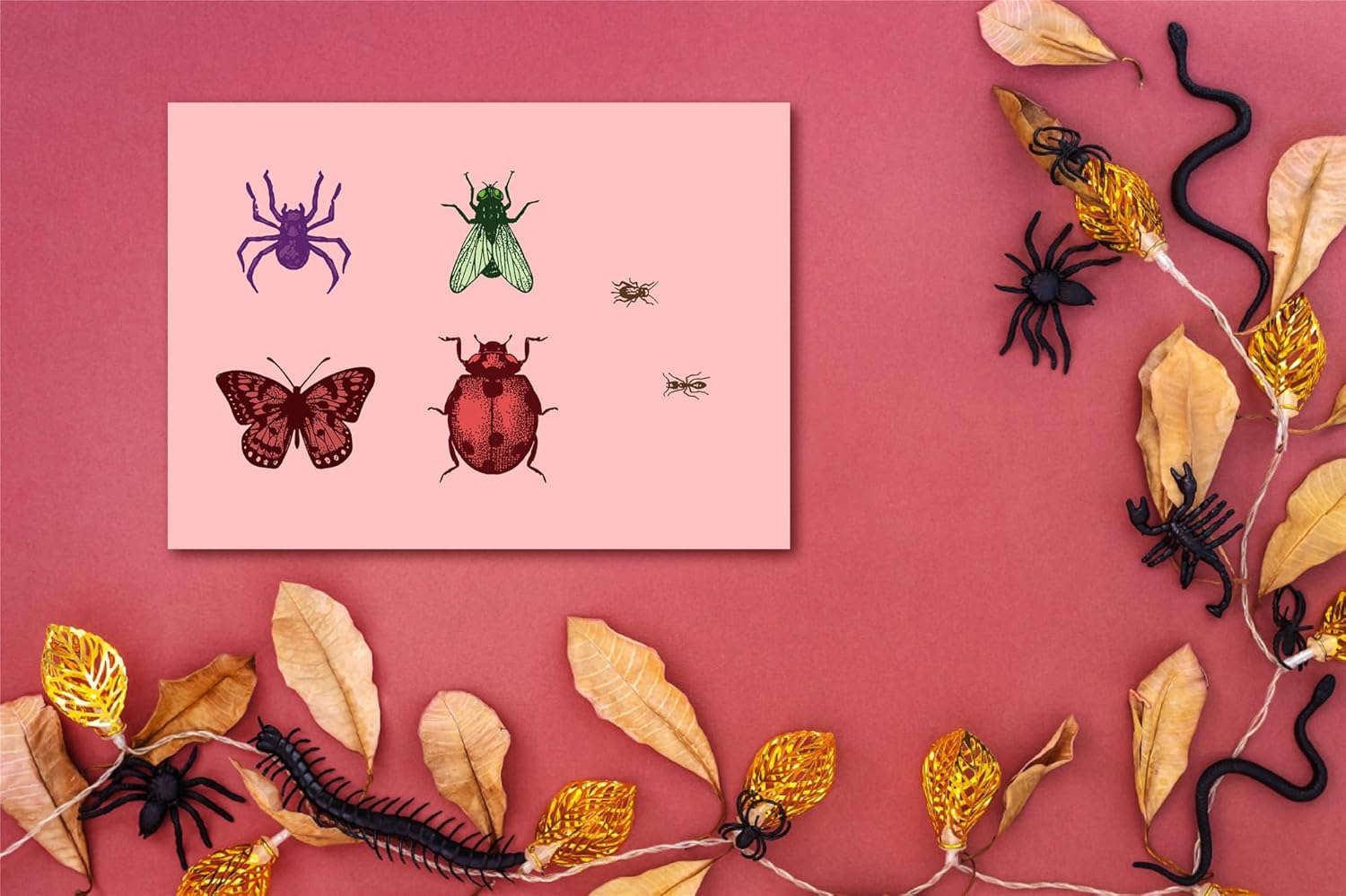 Arbuya Sellos transparentes de espécimen de insectos para hacer tarjetas o diario, sellos de goma de escarabajos de mariposa para manualidades,