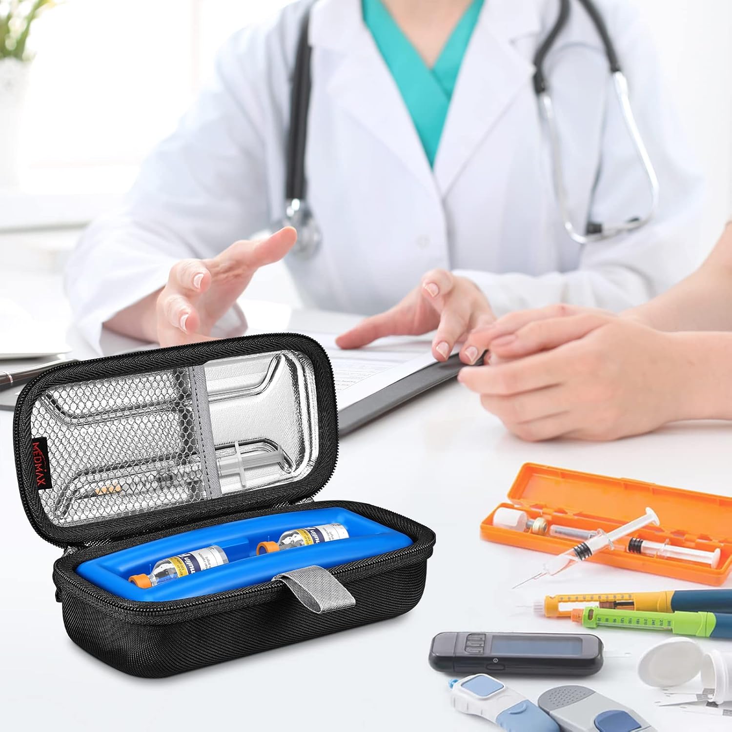 Vial de insulina – Estuche enfriador de transporte, organizador portátil para diabéticos, resistente al agua, funda protectora rígida de viaje