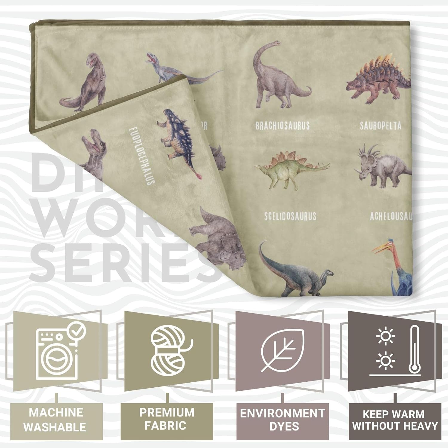 Manta de dinosaurio para niños y adultos, bonita manta de forro polar verde salvia para niños pequeños y niñas, manta suave y cálida de dinosaurio